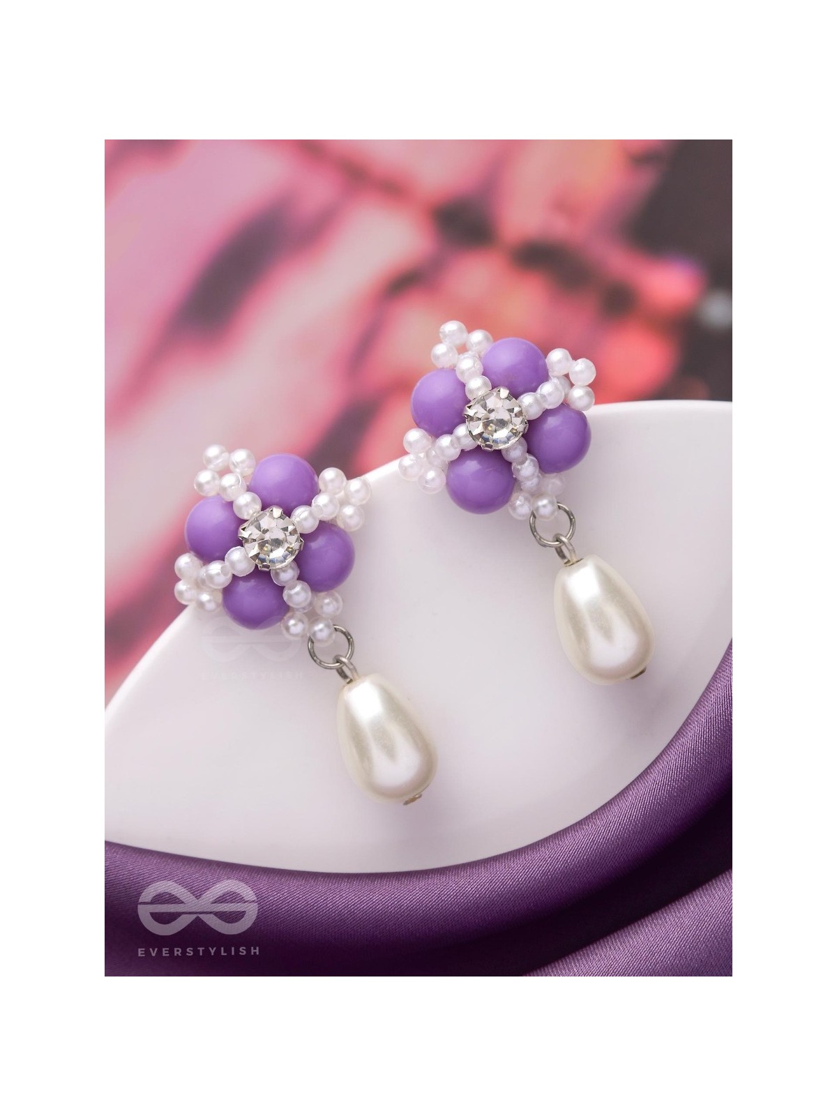 A LAVENDER HAZE - CLASSIC BEADED DROP EARRINGS 