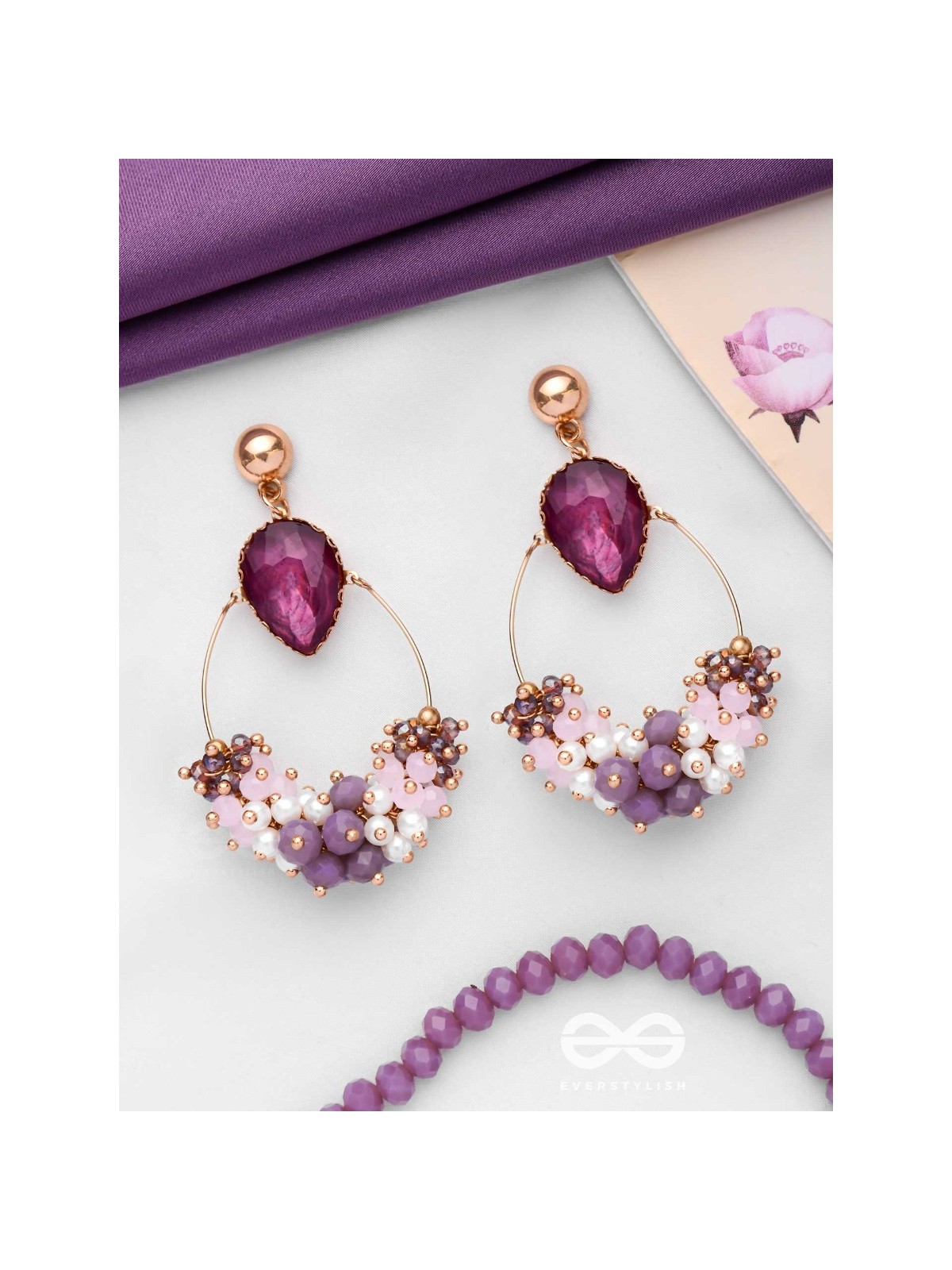 IT'S PURPLE'S MAGIC - GLAMOROUS BEADED EARRINGS