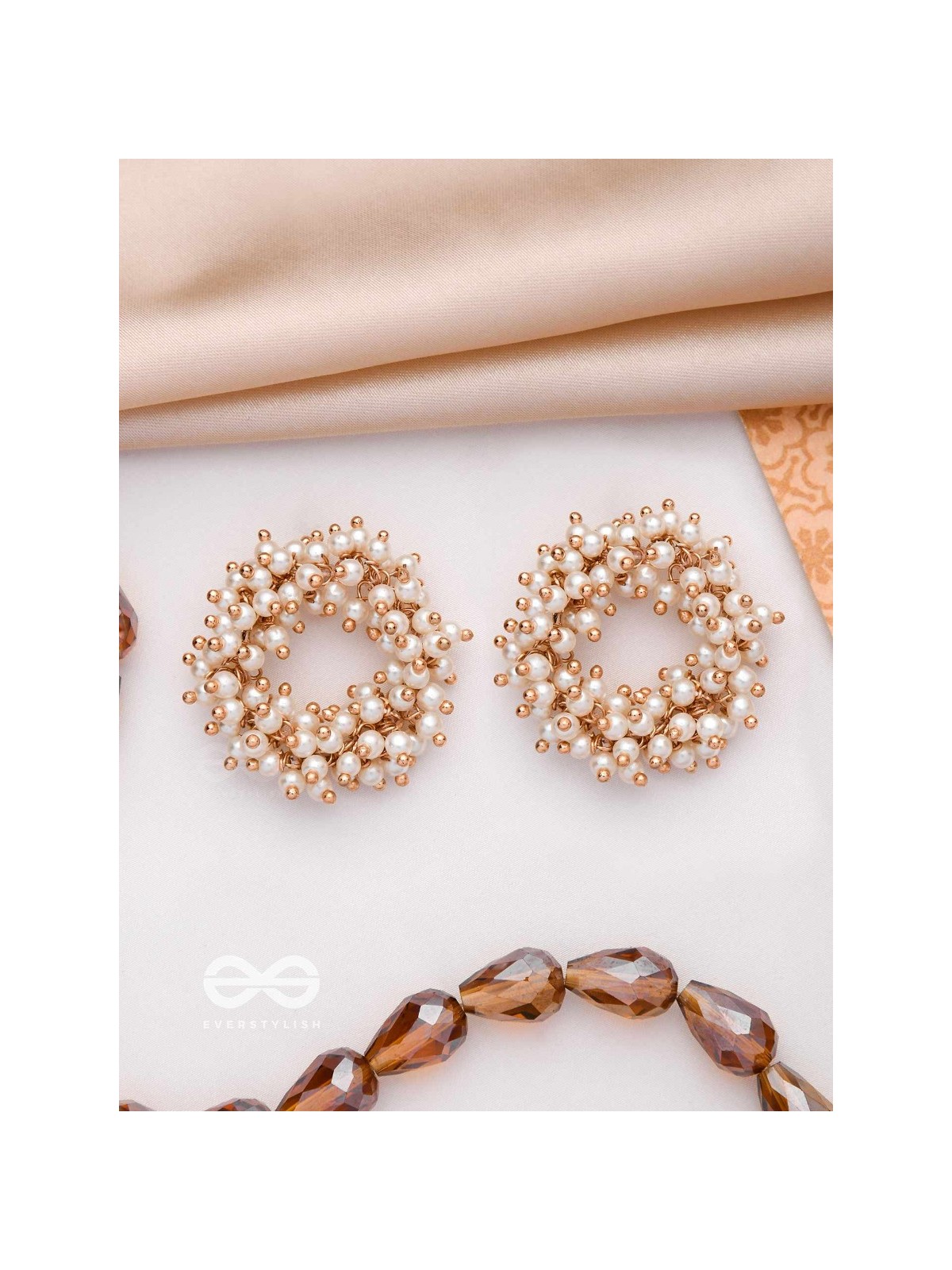 THE MOONLIT BLOOMS - GOLDEN PEARL STUDS