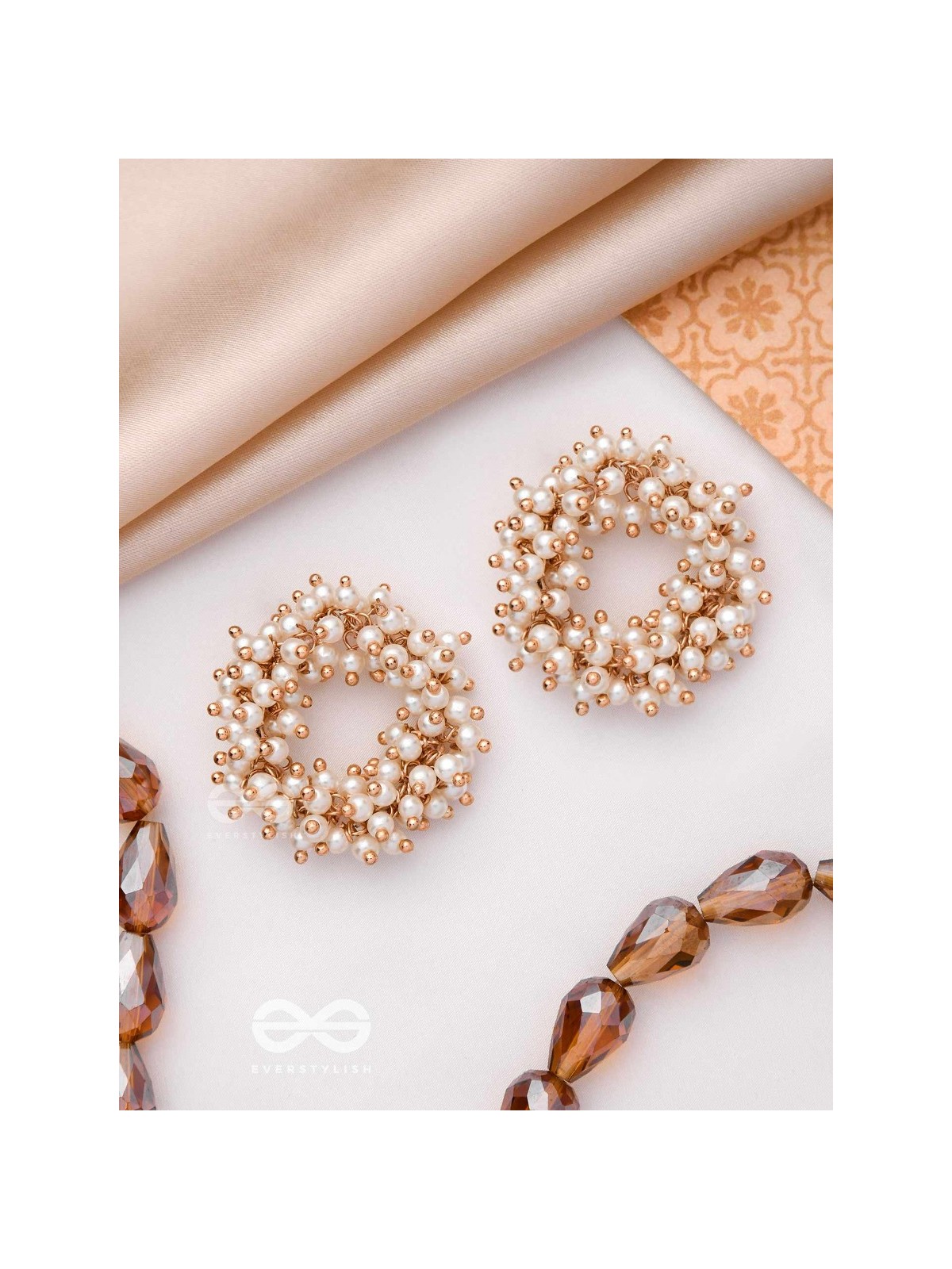 THE MOONLIT BLOOMS - GOLDEN PEARL STUDS