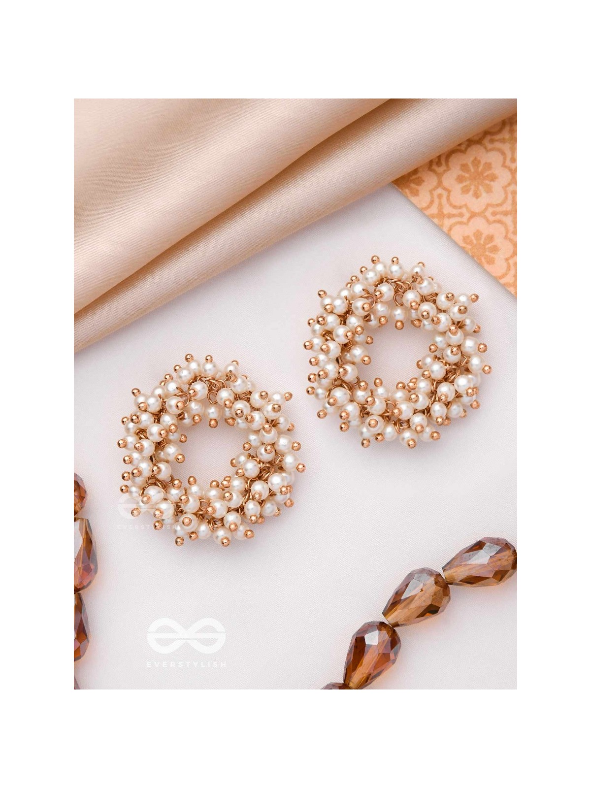 THE MOONLIT BLOOMS - GOLDEN PEARL STUDS