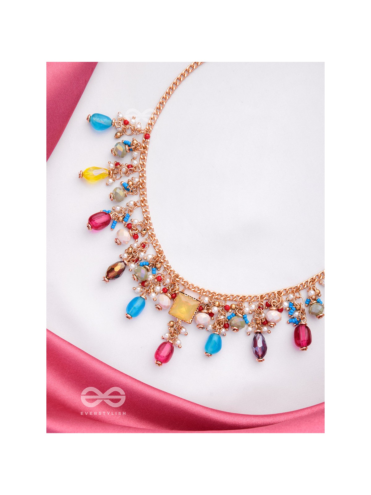 Mushita - The Ravishing Charisma - Golden Embellished Multicolor Neckpiece With Anti-Tarnish Coating 