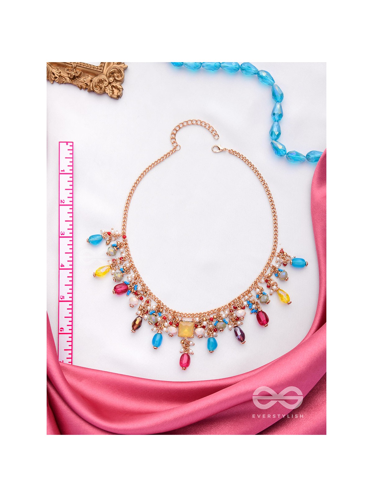Mushita - The Ravishing Charisma - Golden Embellished Multicolor Neckpiece With Anti-Tarnish Coating 