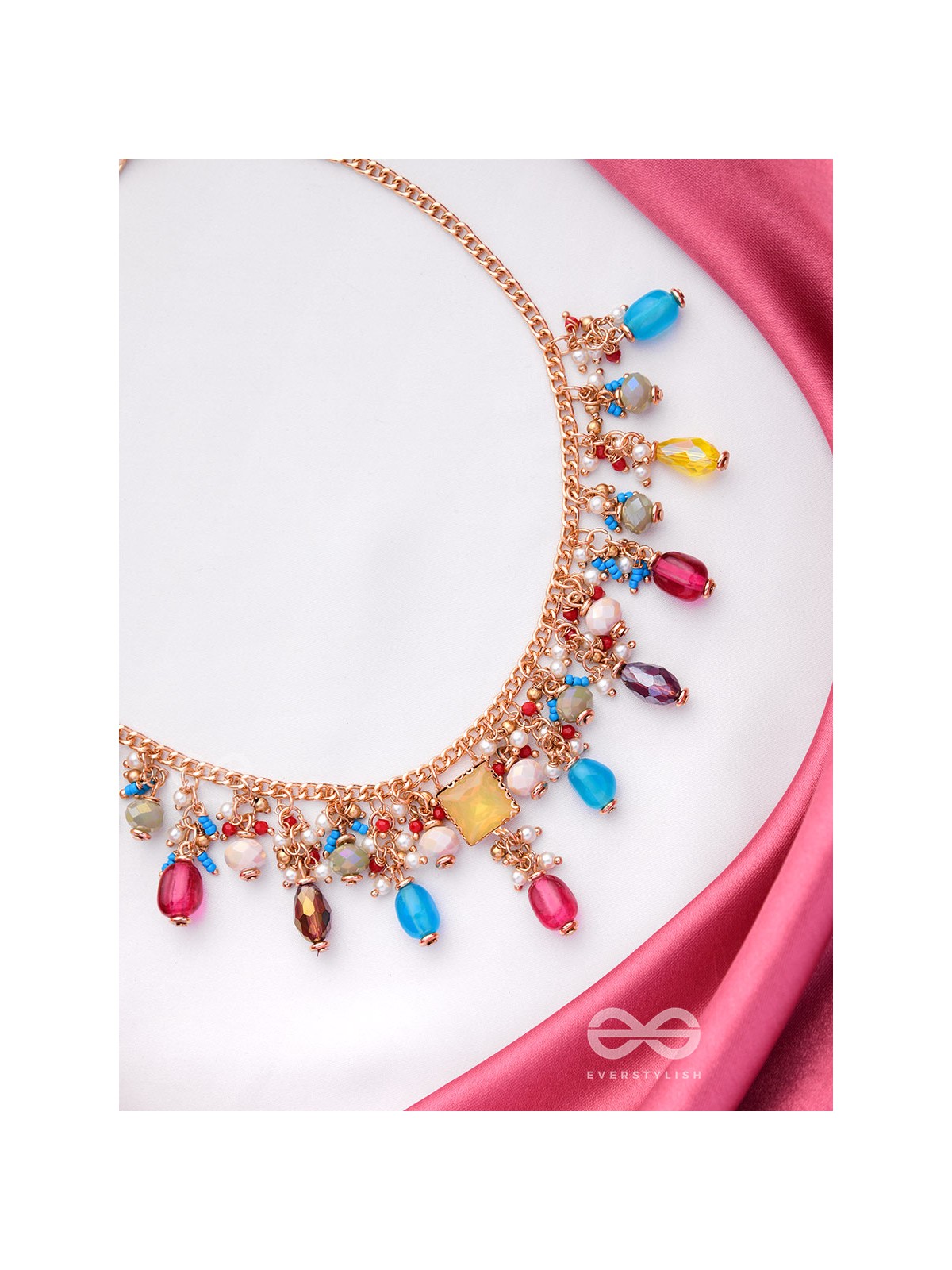 Mushita - The Ravishing Charisma - Golden Embellished Multicolor Neckpiece With Anti-Tarnish Coating 