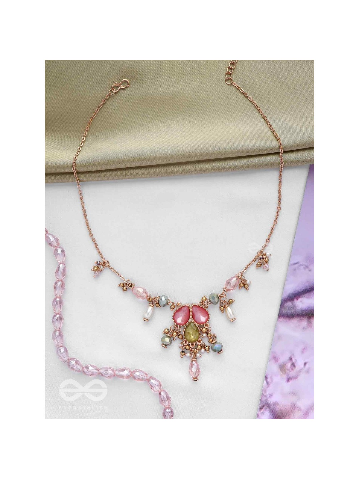 The Droplets Of Glamour - Golden Embellished Neckpiece With Anti-Tarnish Coating