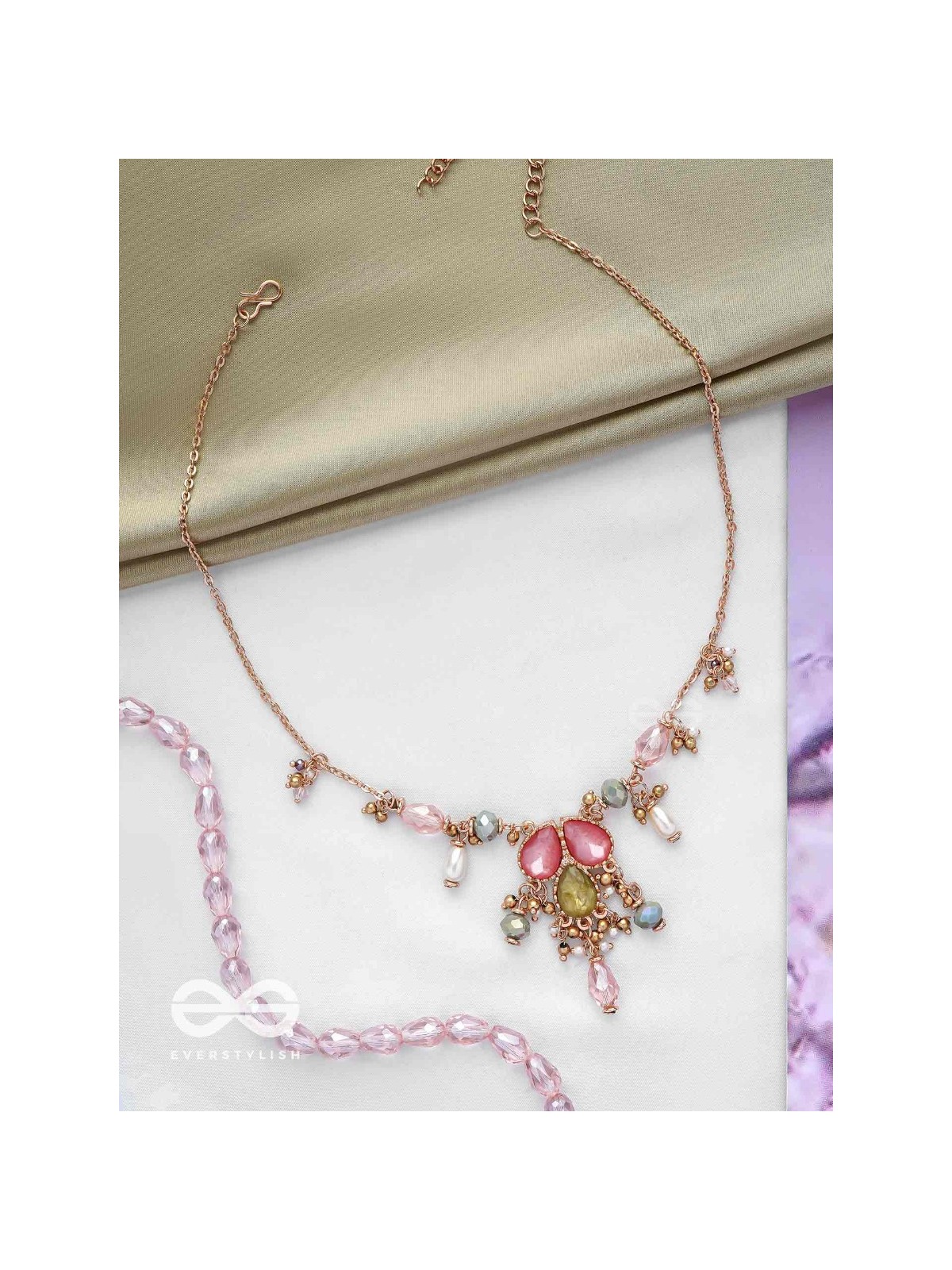 The Droplets Of Glamour - Golden Embellished Neckpiece With Anti-Tarnish Coating