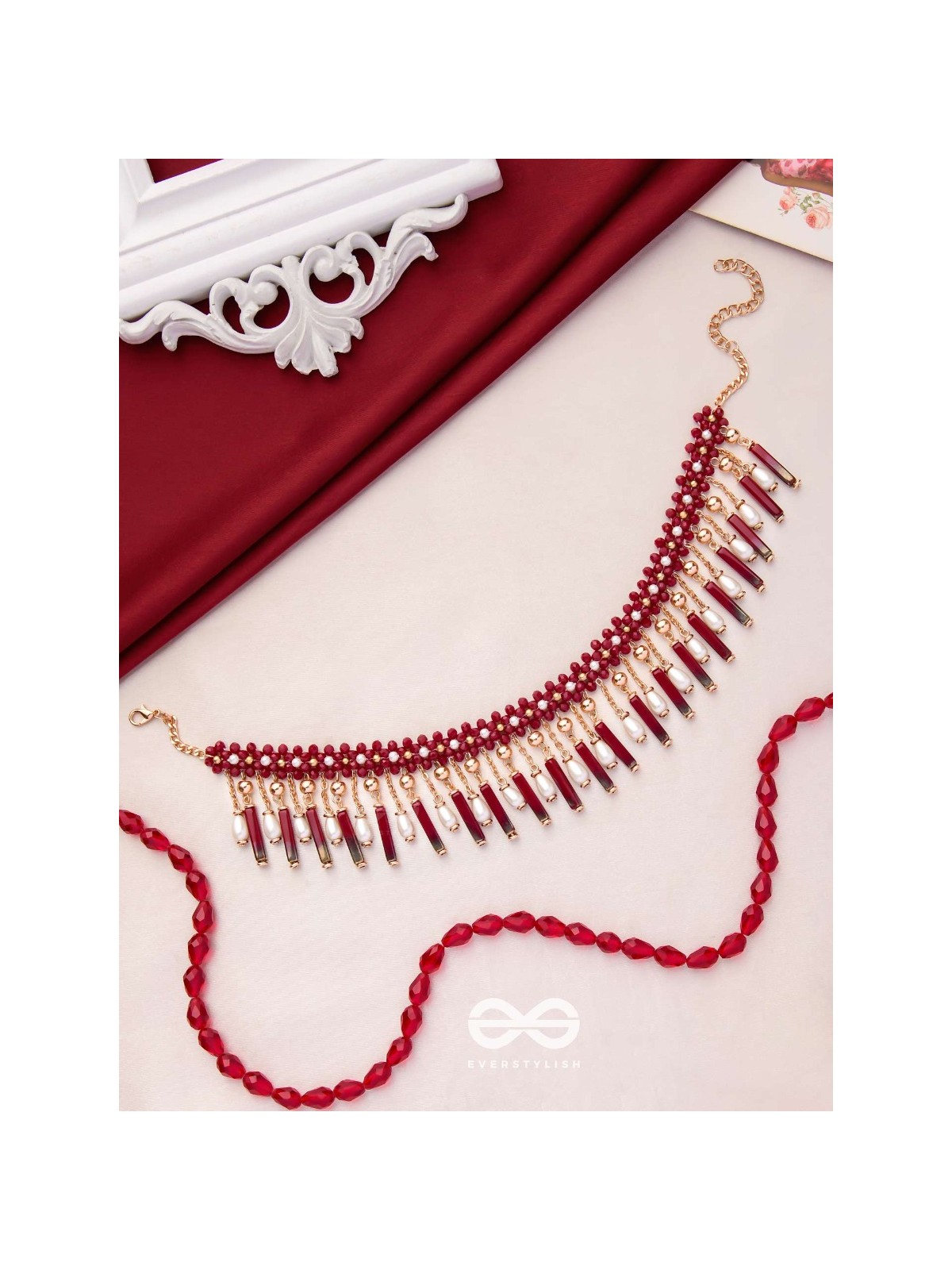 Sadhya - The Stellar Reflections - Golden Embellished Hand Embroidered Neckpiece With Anti-Tarnish Coating 