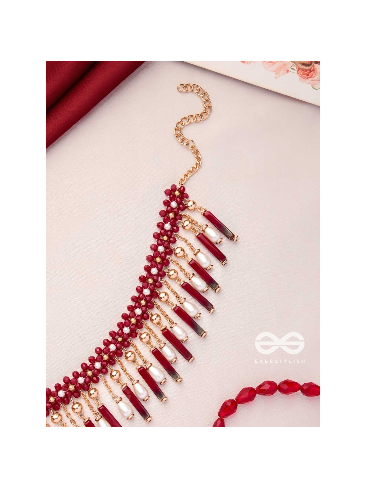 Sadhya - The Stellar Reflections - Golden Embellished Hand Embroidered Neckpiece With Anti-Tarnish Coating 