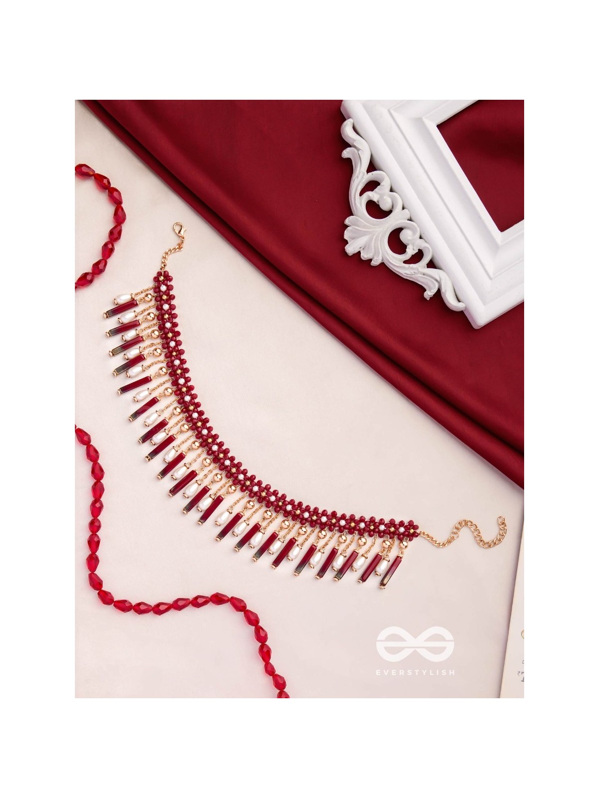 Sadhya - The Stellar Reflections - Golden Embellished Hand Embroidered Neckpiece With Anti-Tarnish Coating 