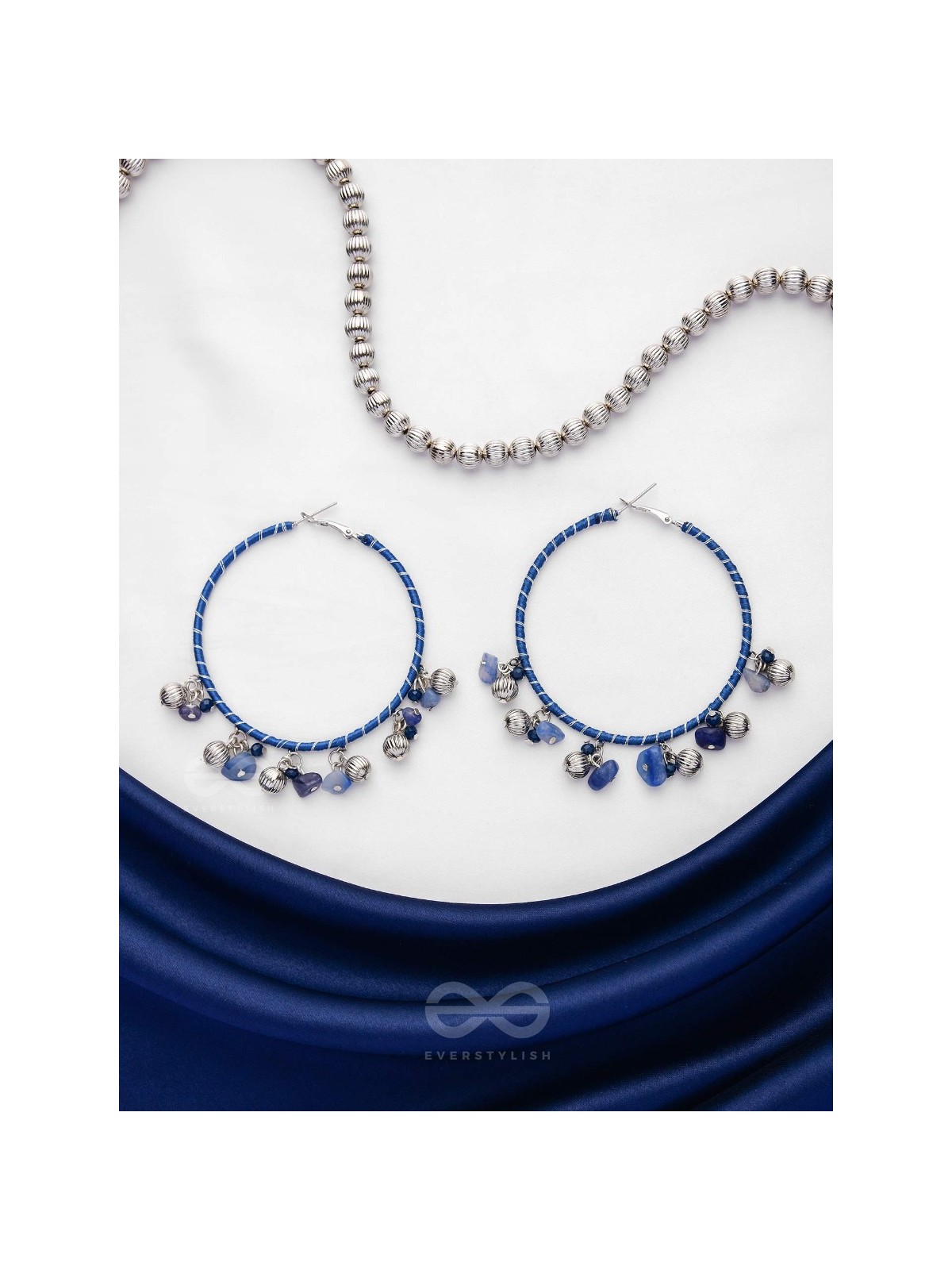 THE SAPHIRE THREADS - WRAPPED WITH SILK THREAD HOOP EARRINGS