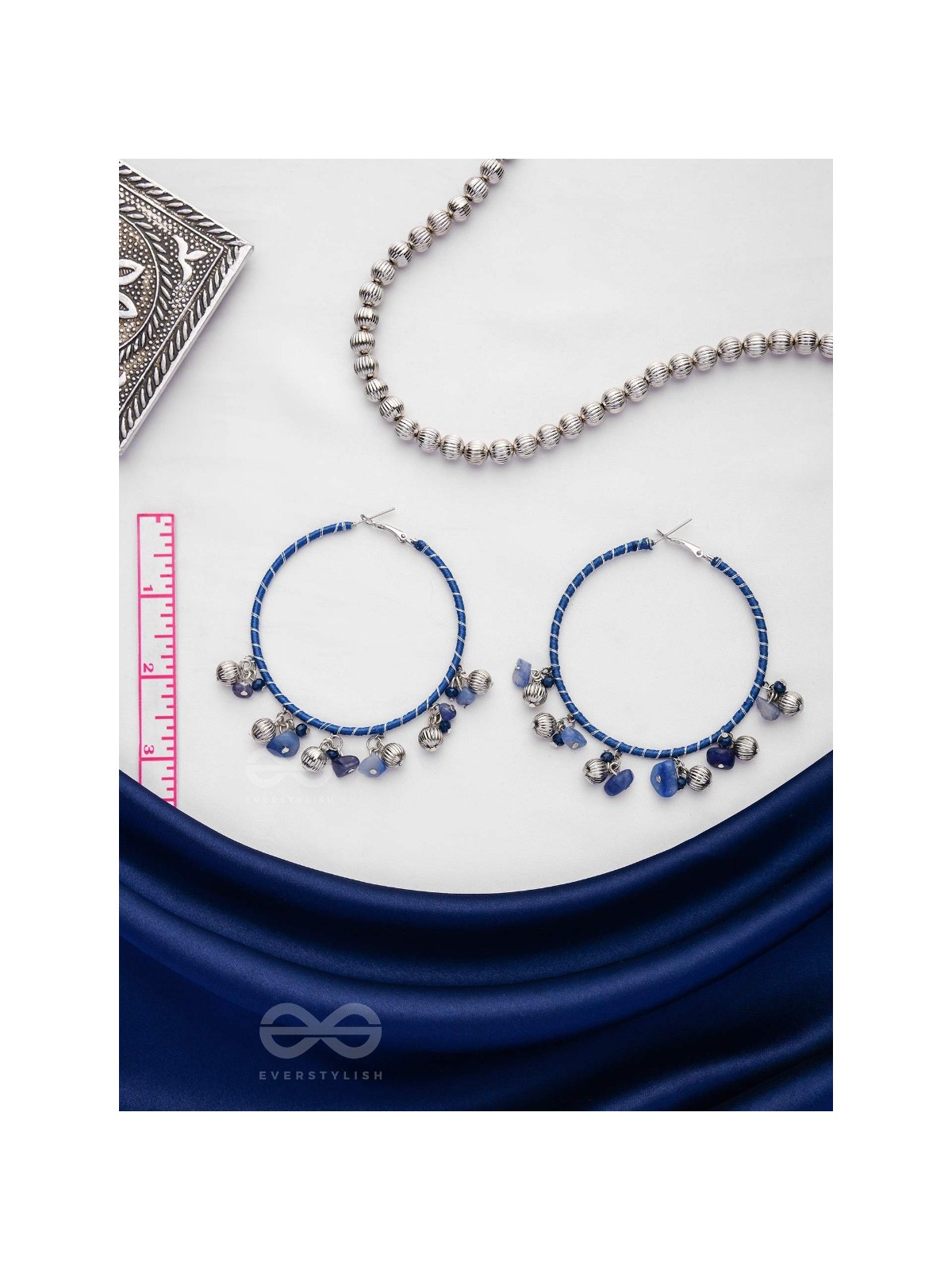 THE SAPHIRE THREADS - WRAPPED WITH SILK THREAD HOOP EARRINGS