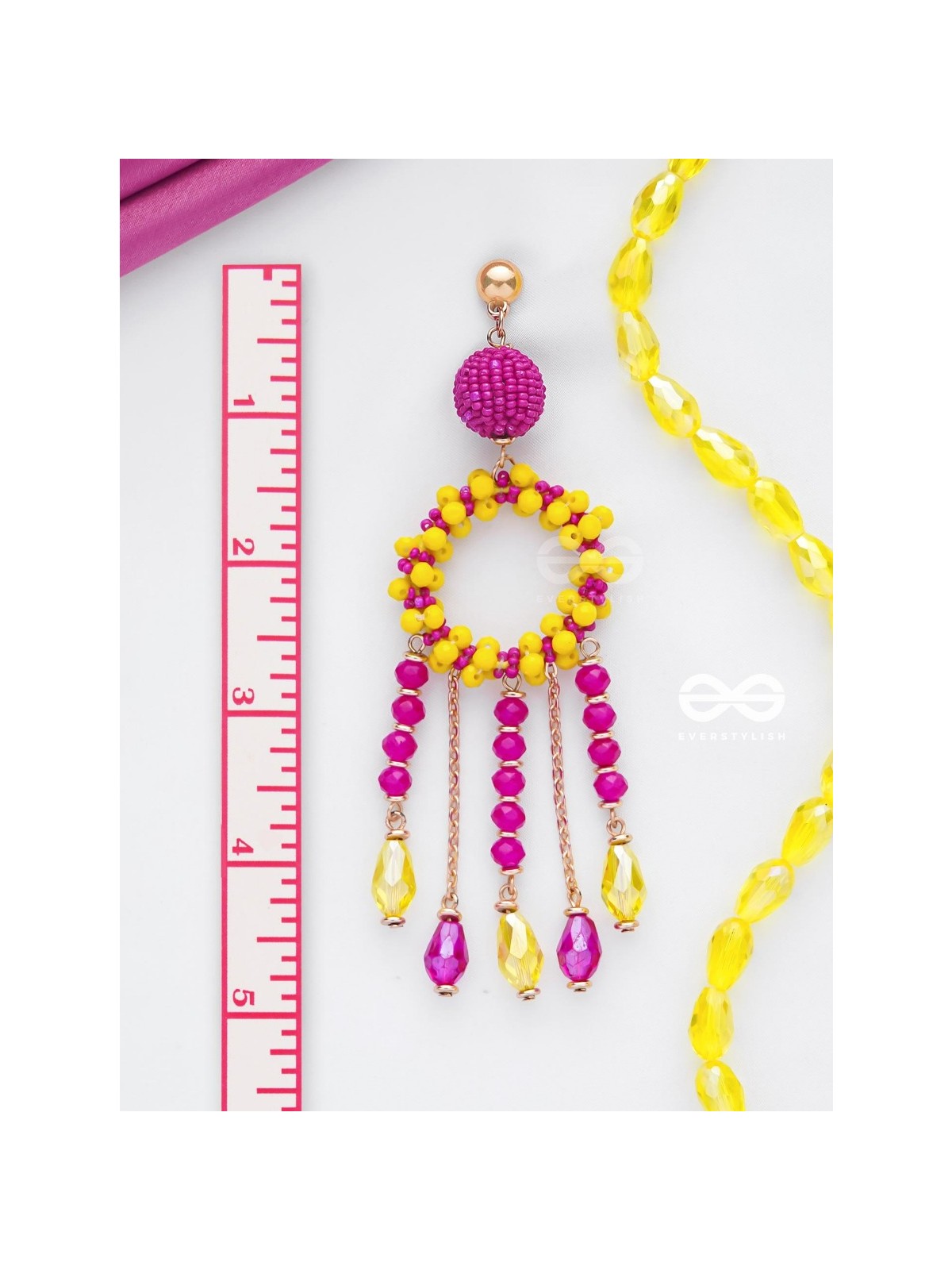 WILDFIRE SPIRIT - BOLD AND STATEMENT DANGLER EARRINGS (PINK & YELLOW)