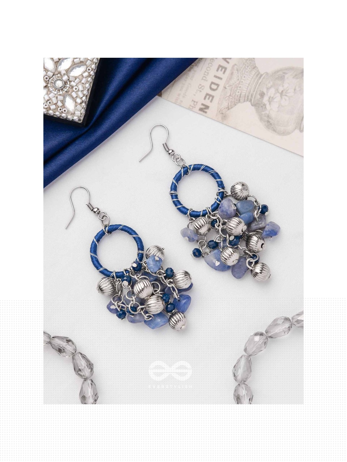 THE SAPHIRE GARDEN - WRAPPED WITH SILK THREAD DROP EARRINGS