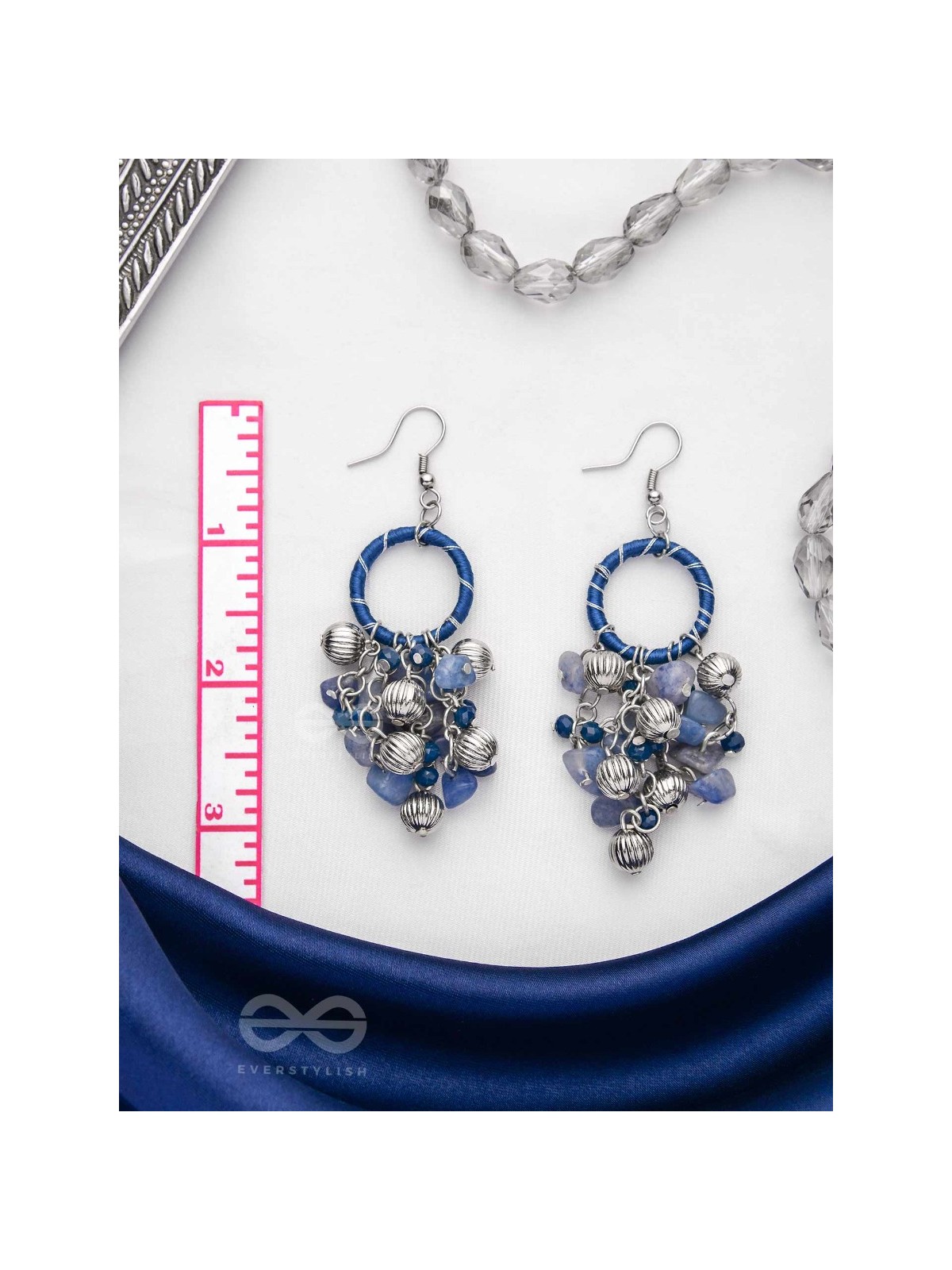 THE SAPHIRE GARDEN - WRAPPED WITH SILK THREAD DROP EARRINGS