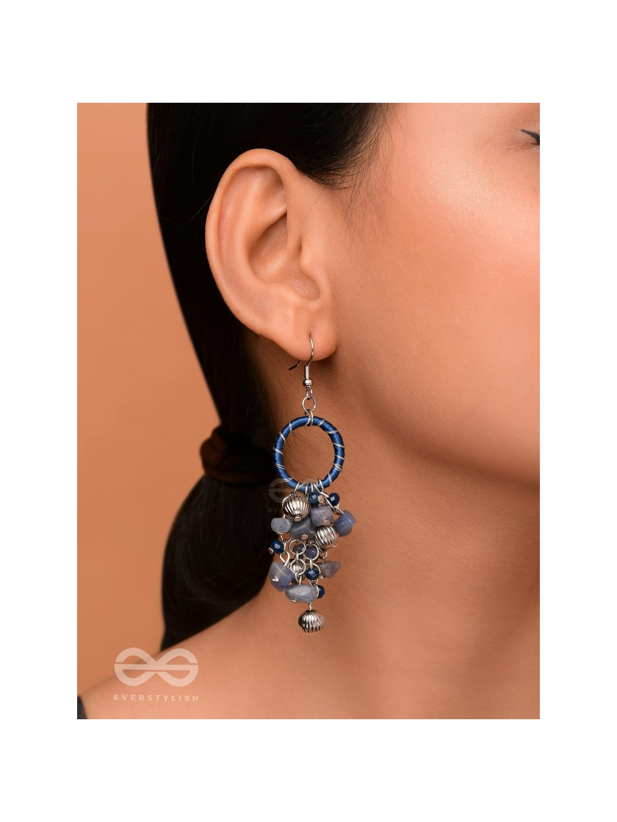 THE SAPHIRE GARDEN - WRAPPED WITH SILK THREAD DROP EARRINGS