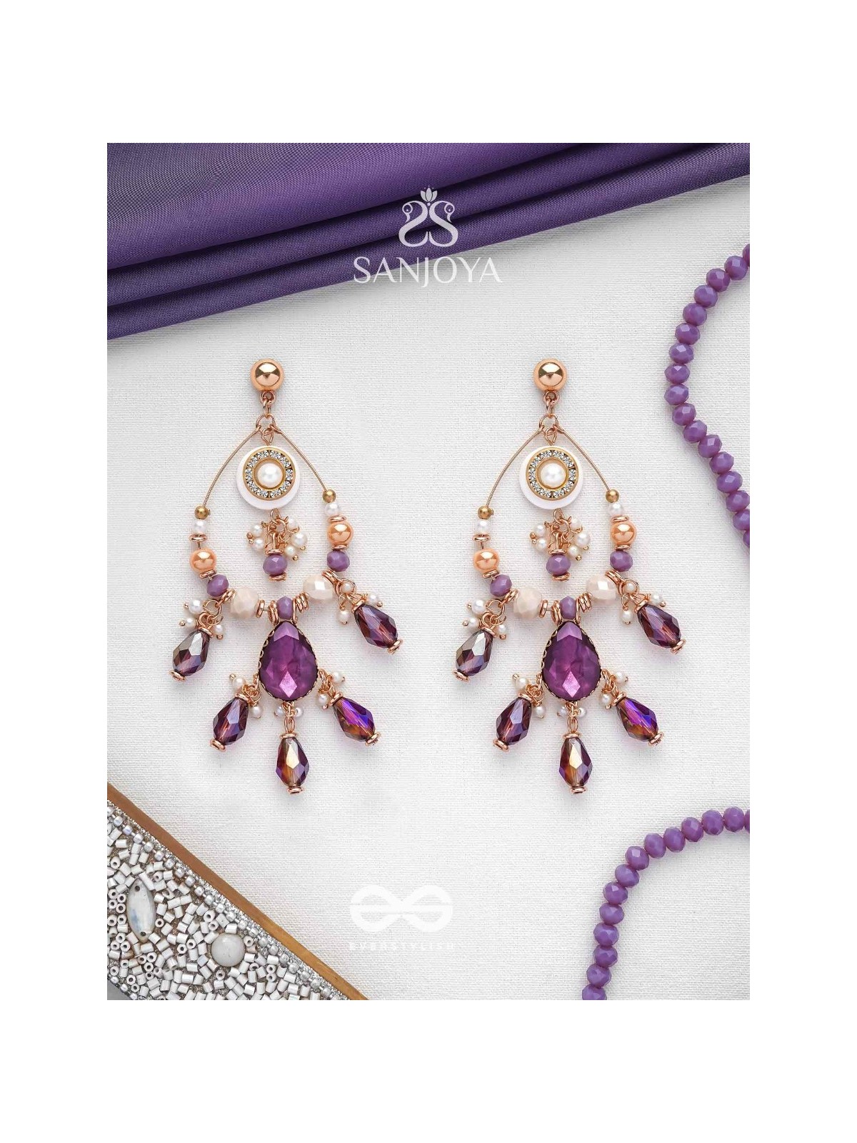 Pratihata - The Sangria Chandeliers - Statement Golden Embellished Earrings