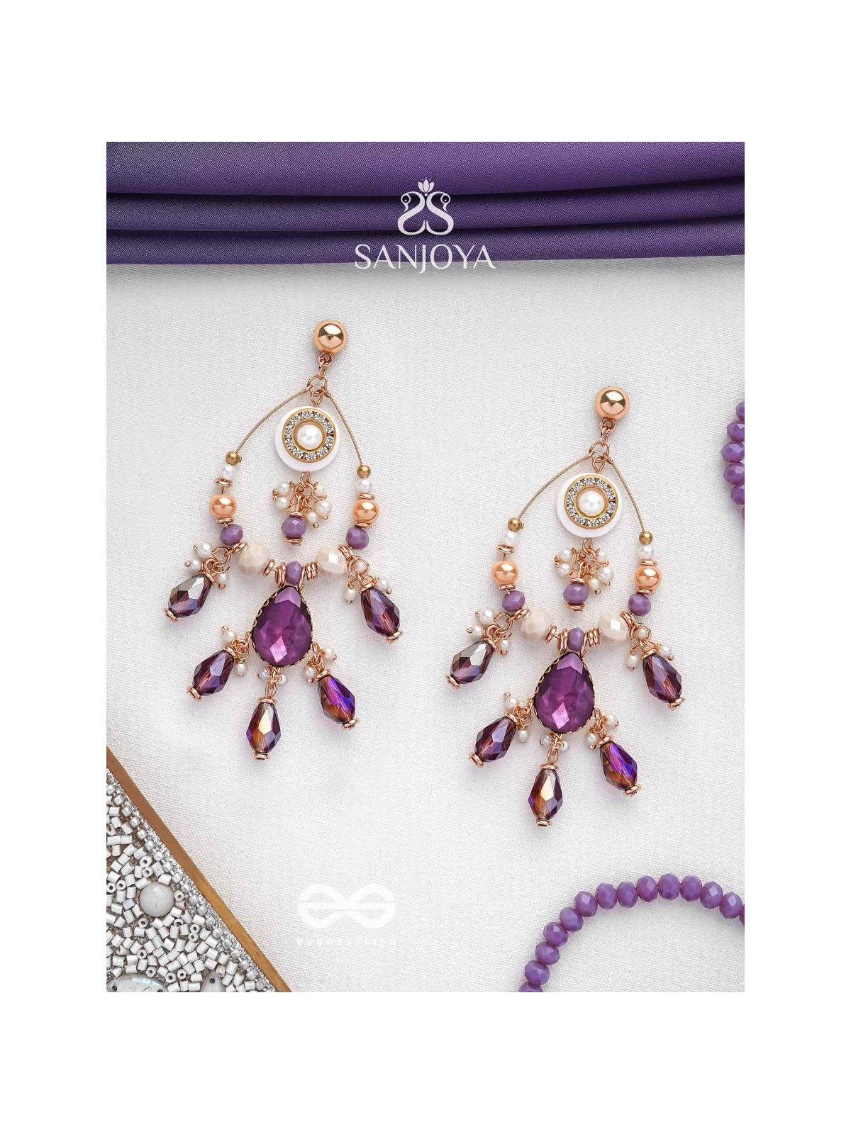 Pratihata - The Sangria Chandeliers - Statement Golden Embellished Earrings