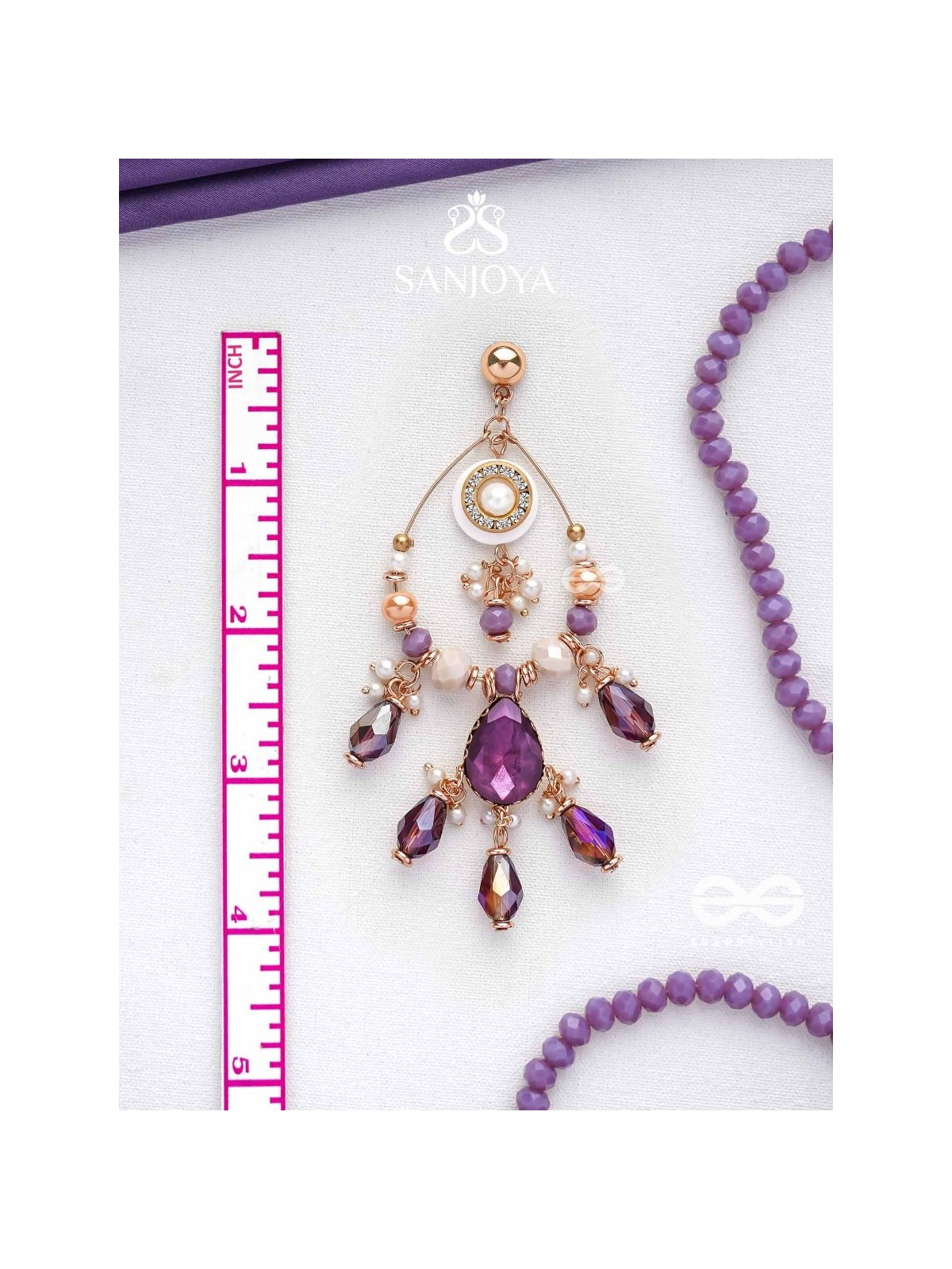 Pratihata - The Sangria Chandeliers - Statement Golden Embellished Earrings