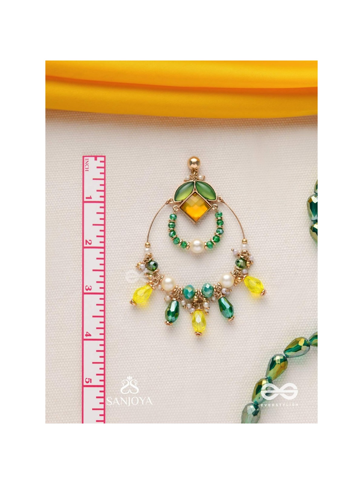 Dvyaha - The Shimmering Fiesta - Statement Golden Embellished Earrings 