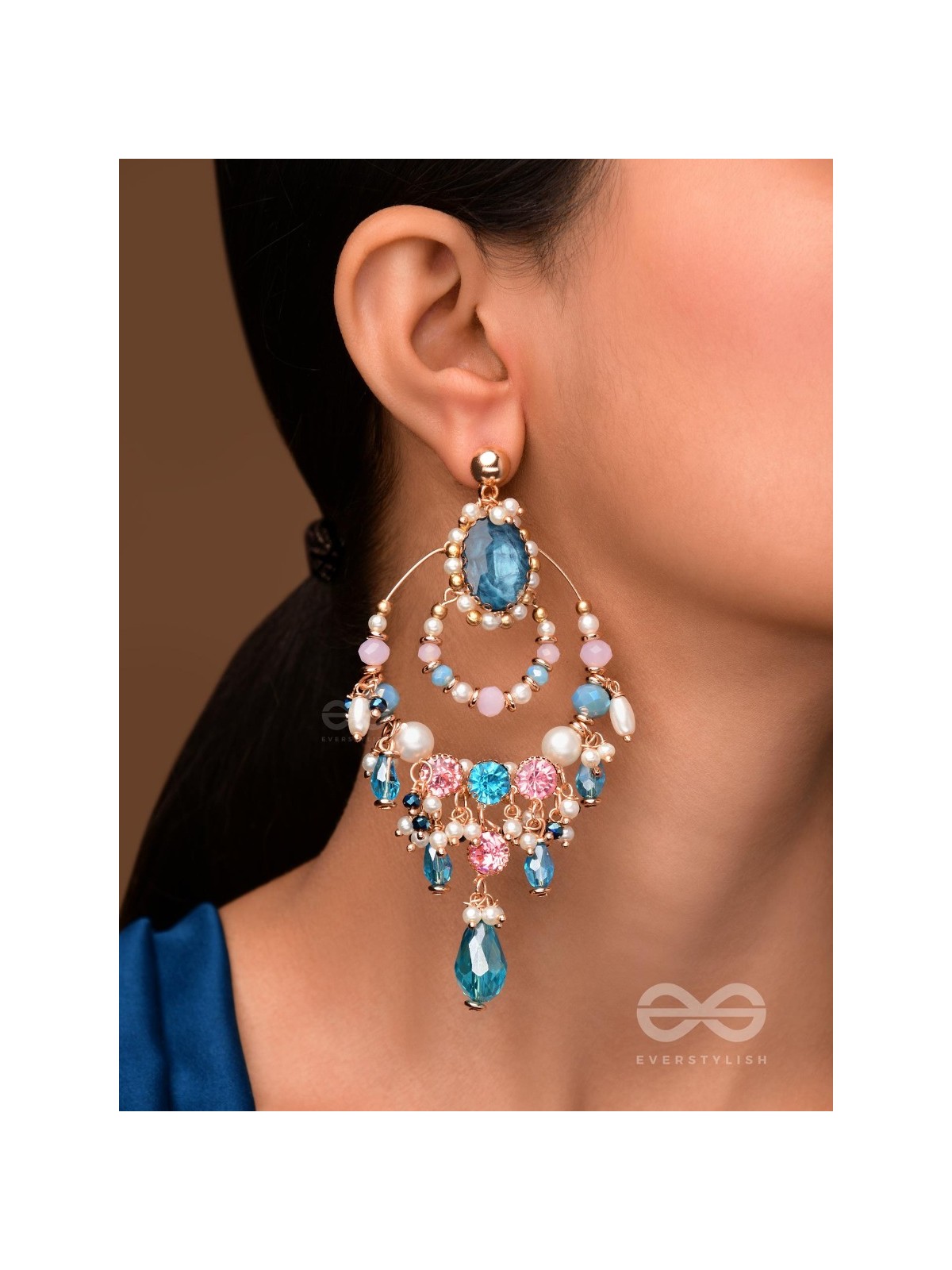 Abhram - The Shimmering Sky - Statement Golden Embellished Earrings 