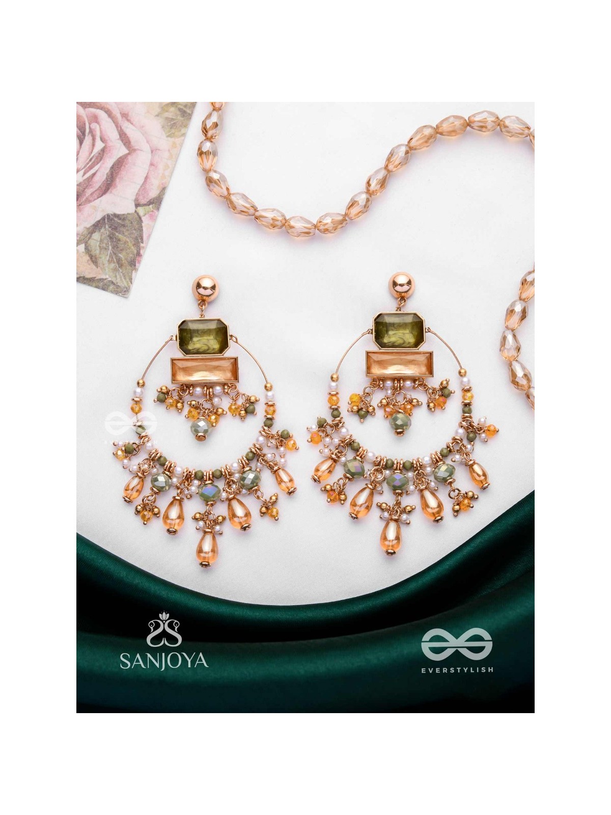 Abhivivas - The Shining Beauties - Statement Golden Embellished Earrings 