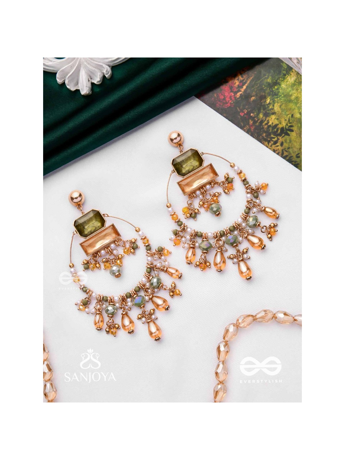 Abhivivas - The Shining Beauties - Statement Golden Embellished Earrings 