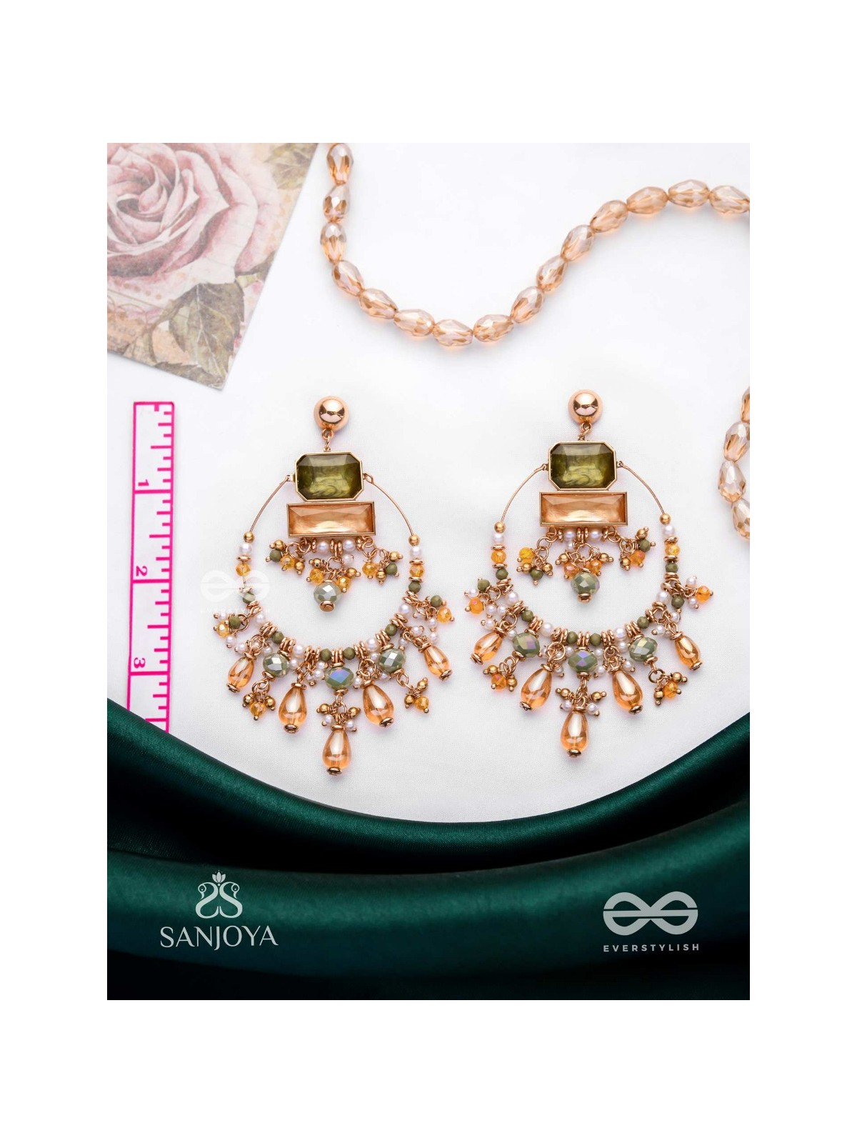 Abhivivas - The Shining Beauties - Statement Golden Embellished Earrings 