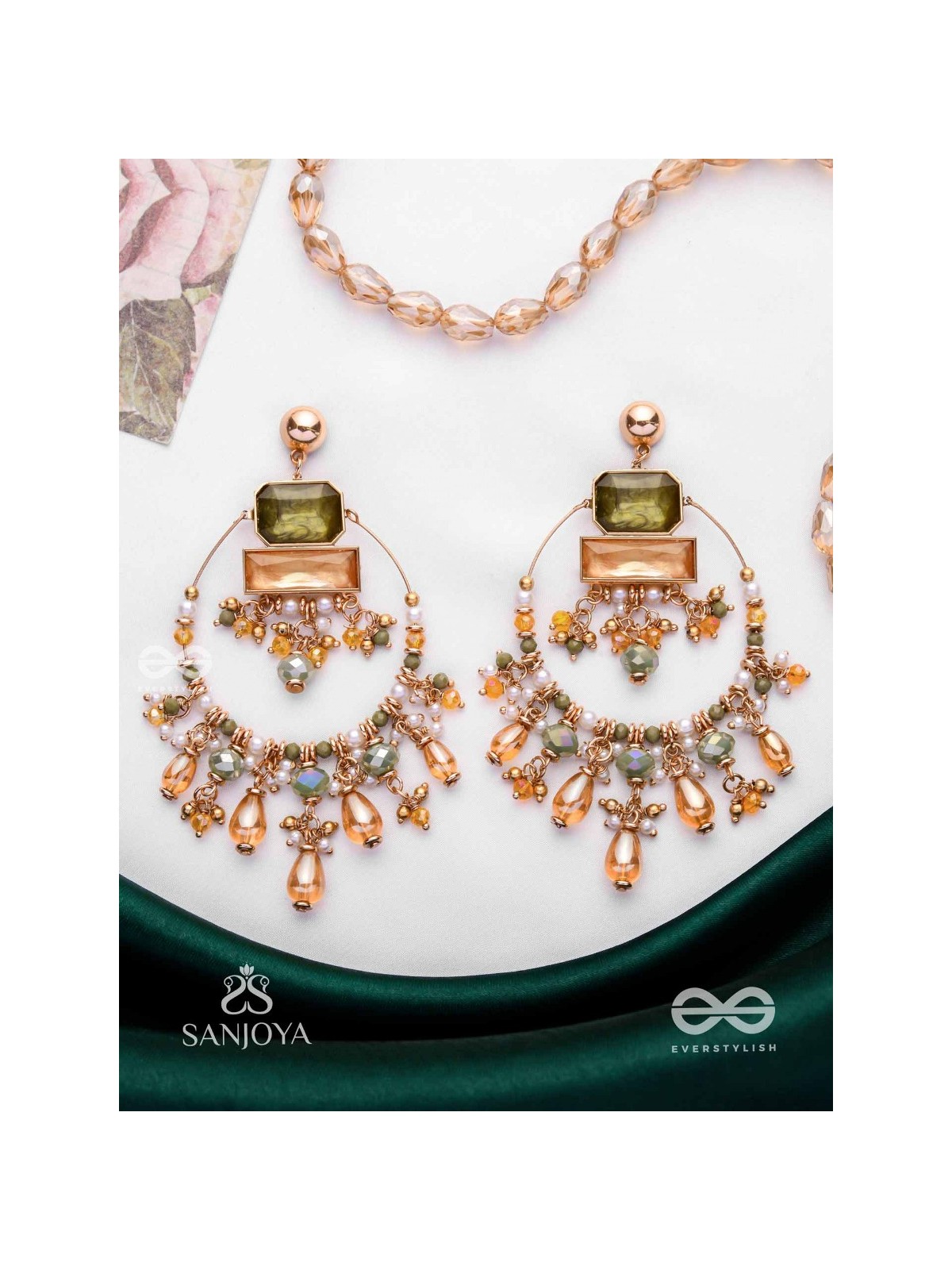 Abhivivas - The Shining Beauties - Statement Golden Embellished Earrings 