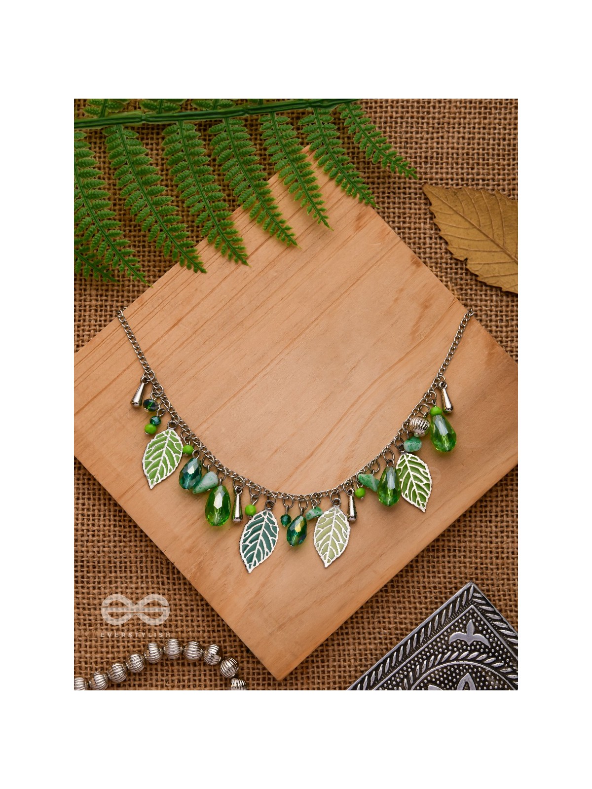 WHAT A RE-LEAF - GREEN AND SILVER NECKPIECE
