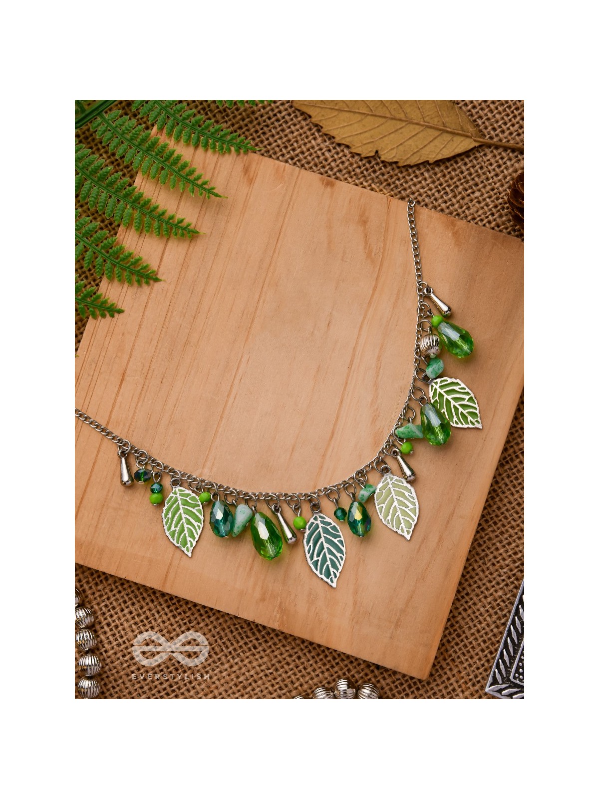 WHAT A RE-LEAF - GREEN AND SILVER NECKPIECE
