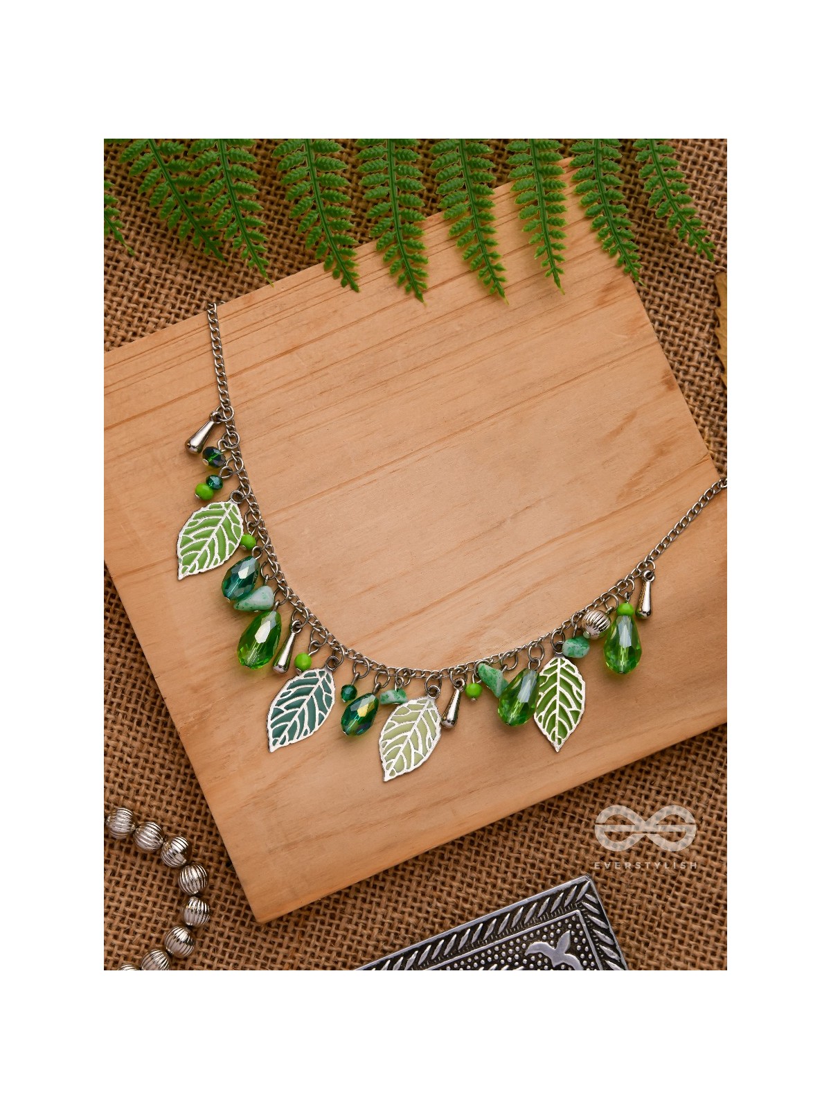 WHAT A RE-LEAF - GREEN AND SILVER NECKPIECE