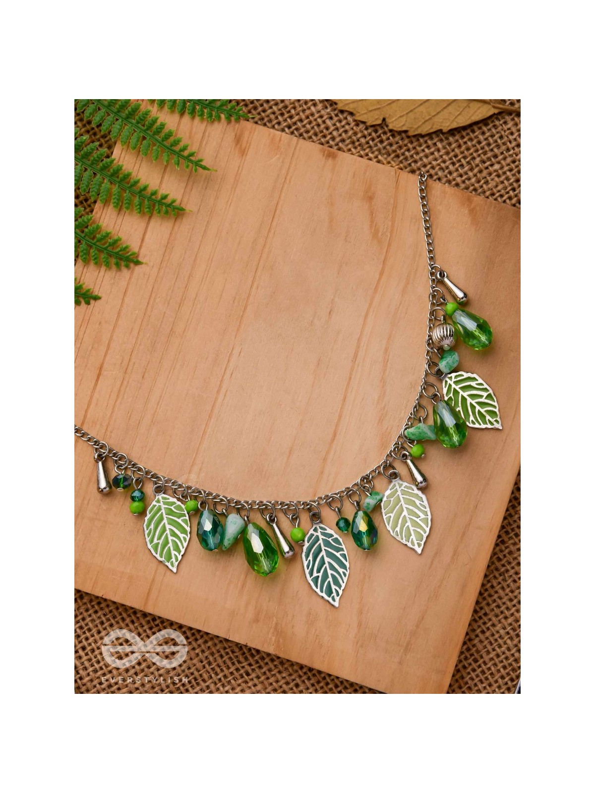 WHAT A RE-LEAF - GREEN AND SILVER NECKPIECE