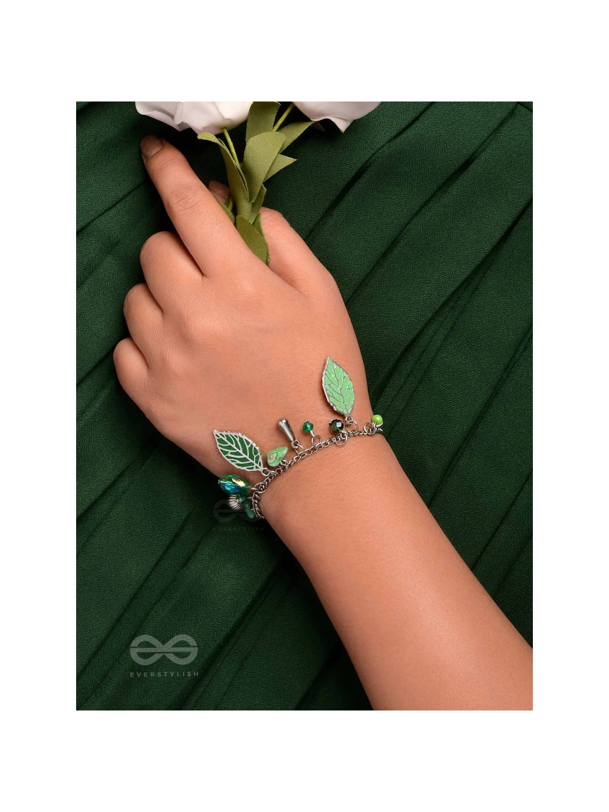 LEAFING IT AWAY - OXIDISED EMBELLISHED BRACELET