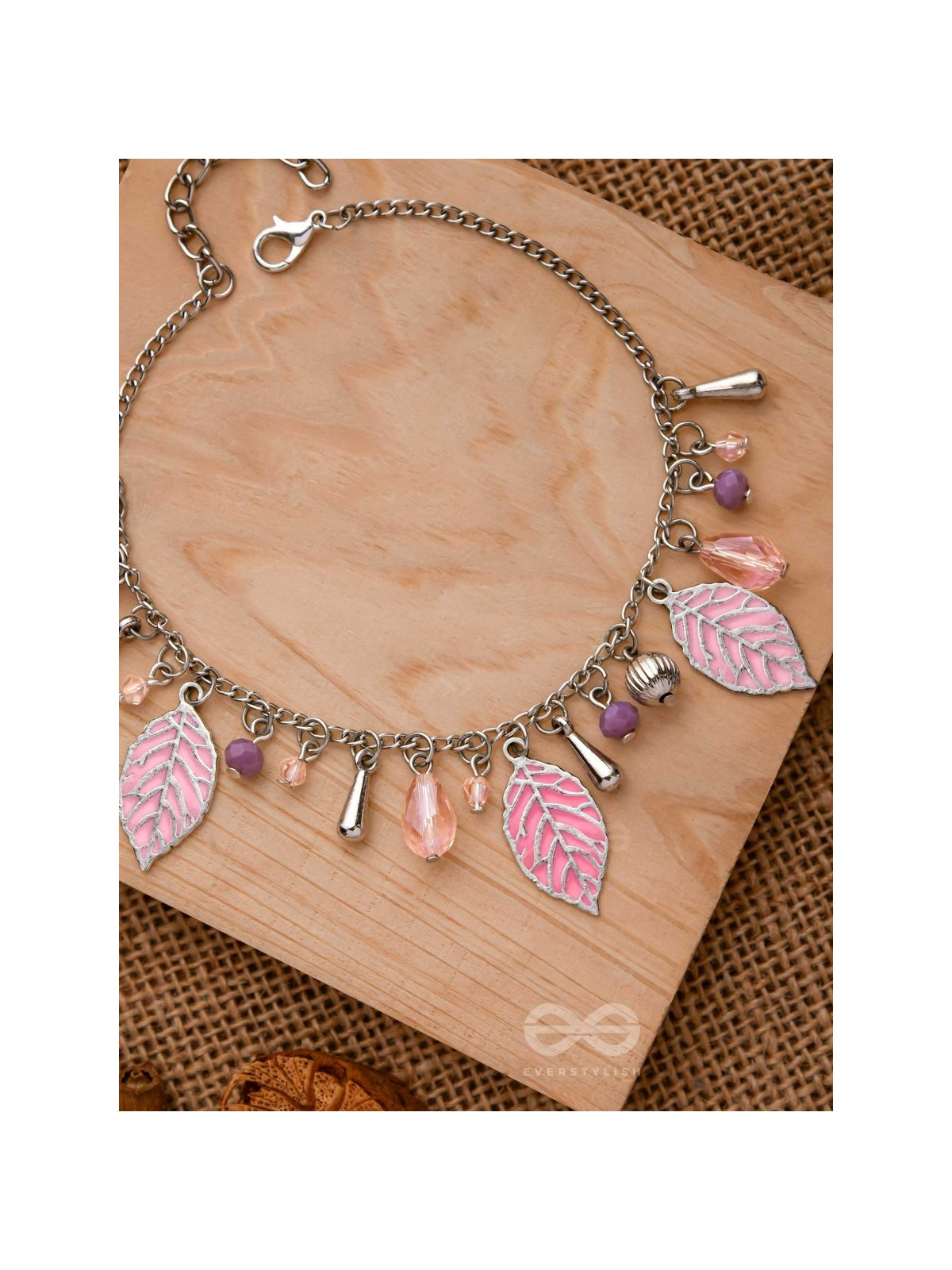 THE WHISPERING LEAVES - PURPLE & SILVER BRACELET