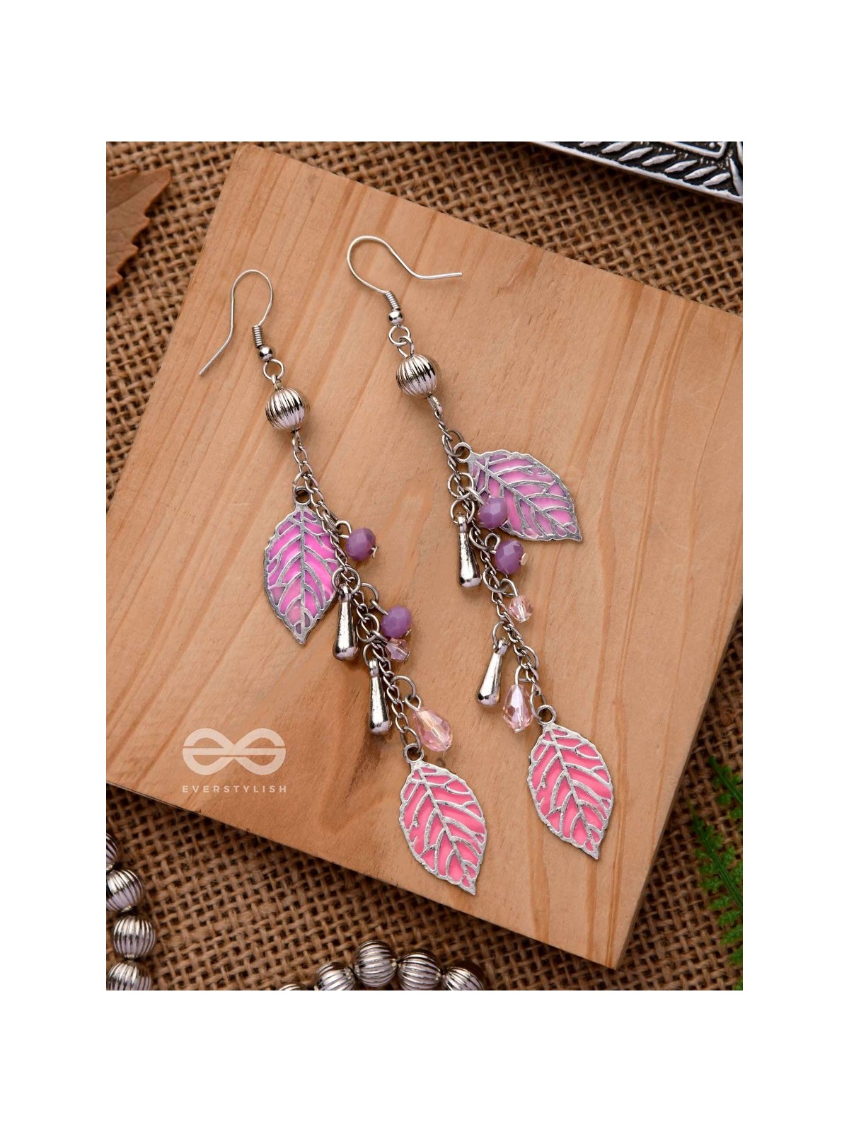 THE DANCING LEAFLETS - CASUAL DROP EARRINGS (PINK)