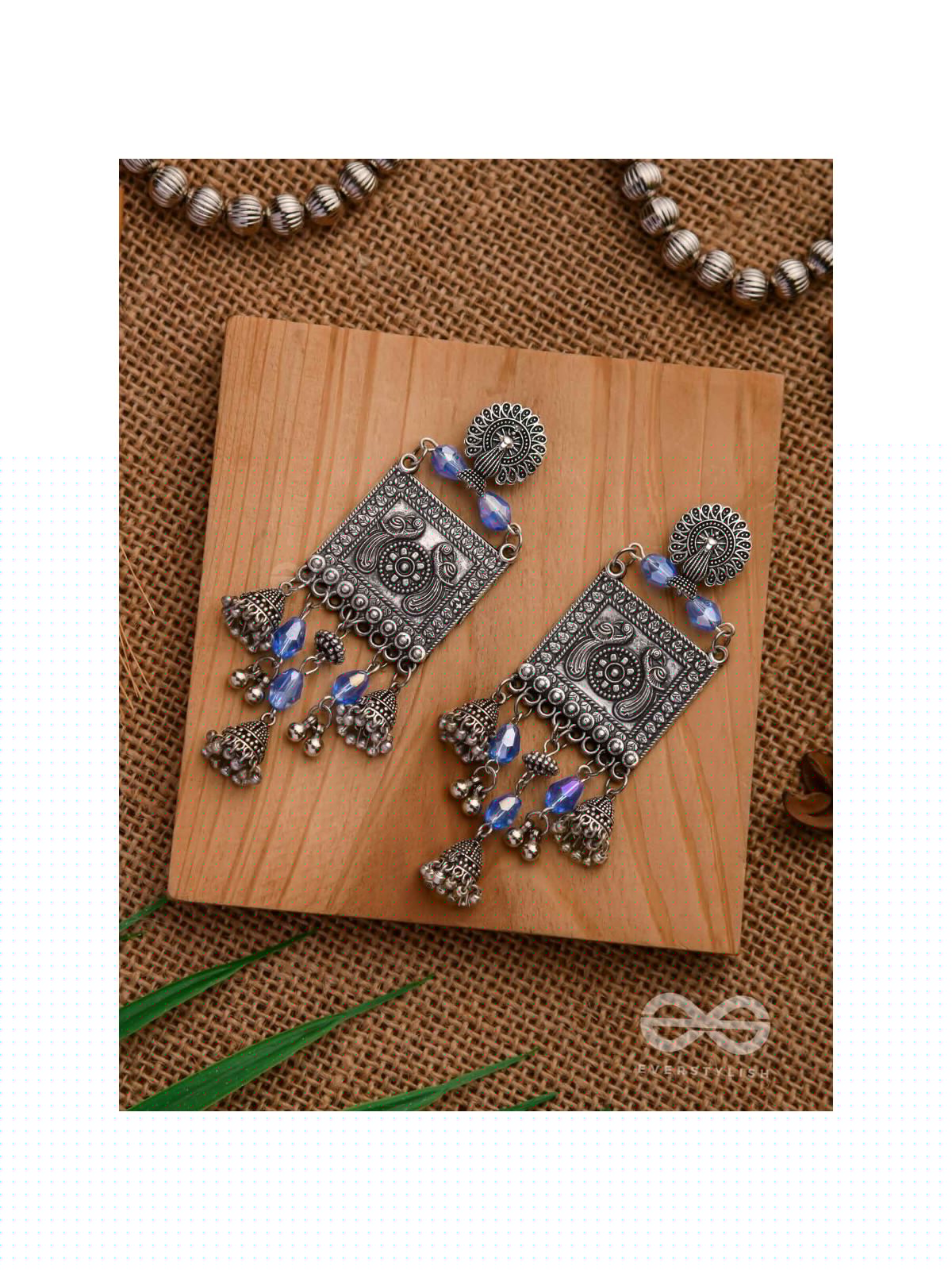 CRYSTALLIZED IN INDIGO - EMBELLISHED OXIDISED EARRINGS