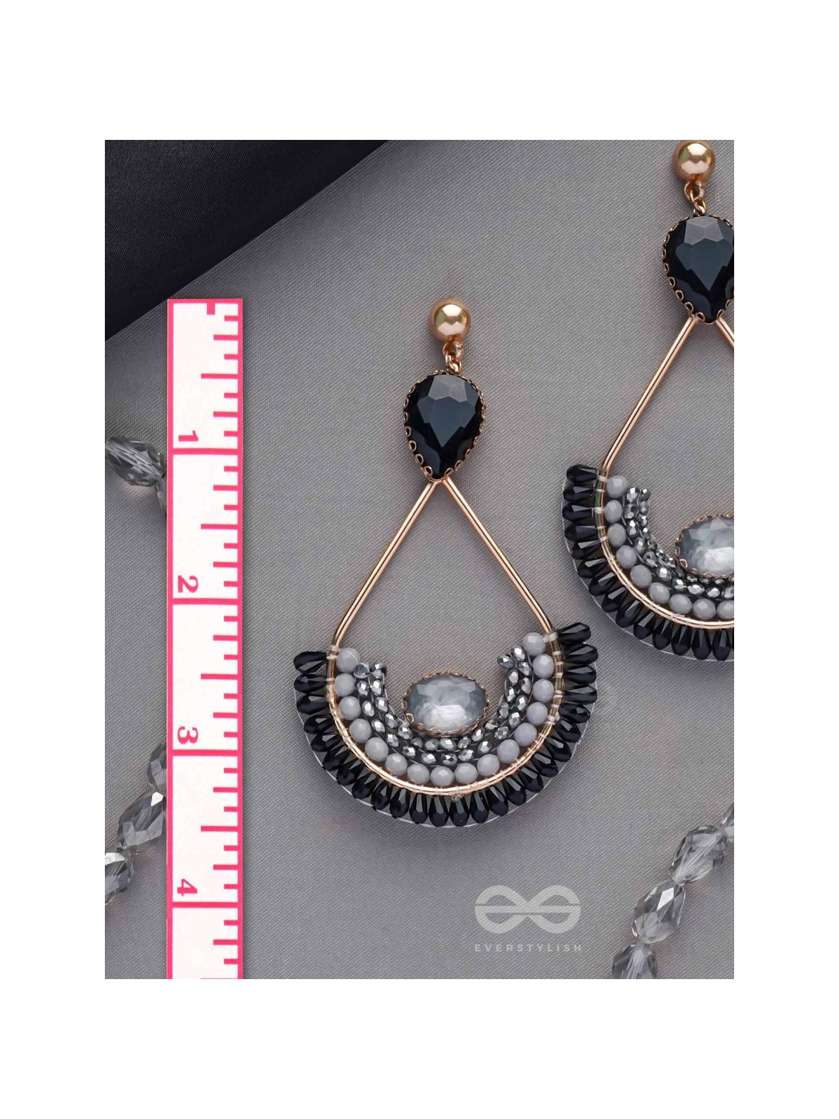 Ajadani - Galaxy Nights - Stone And Beads Embroidered Earrings