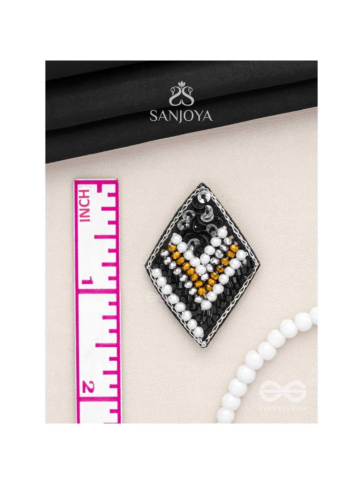 Anavila - The Night's Symphony - Sequins, Cutdana And Beads Hand Embroidered Stud Earrings (Black)
