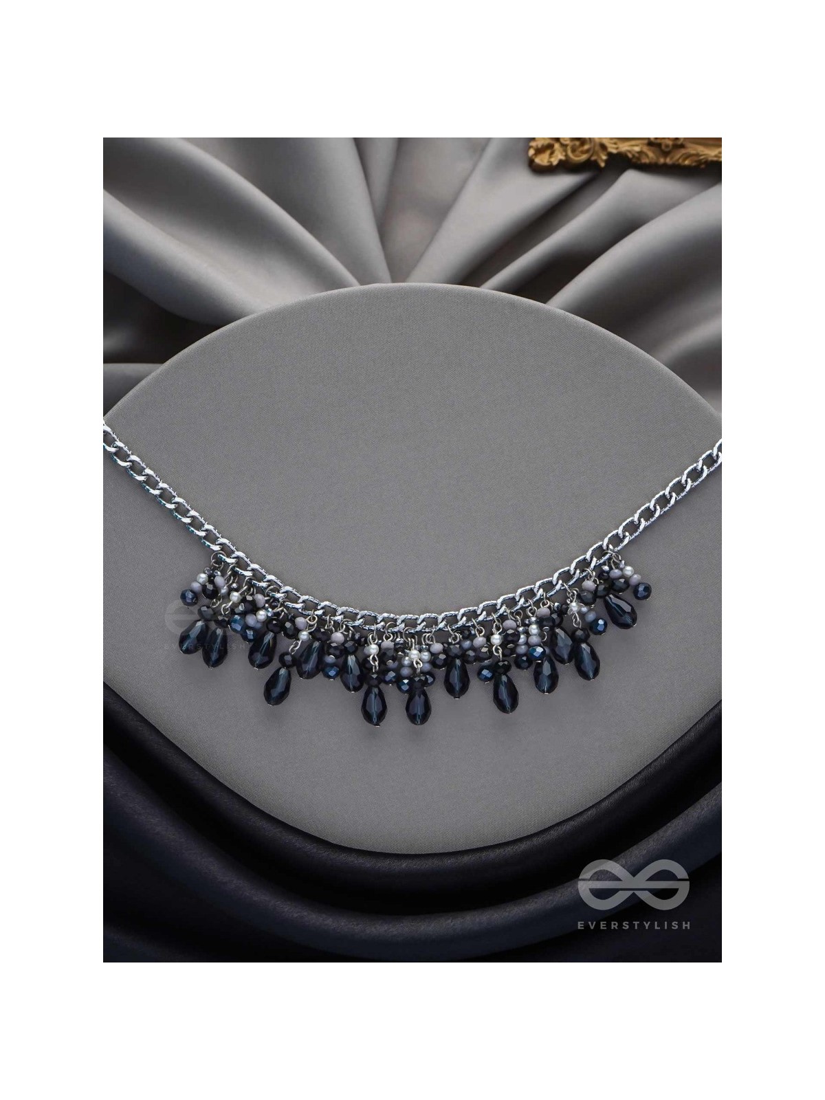 THE CHARMING NIGHTS- BLACK AND SILVER DROP NECKPIECE