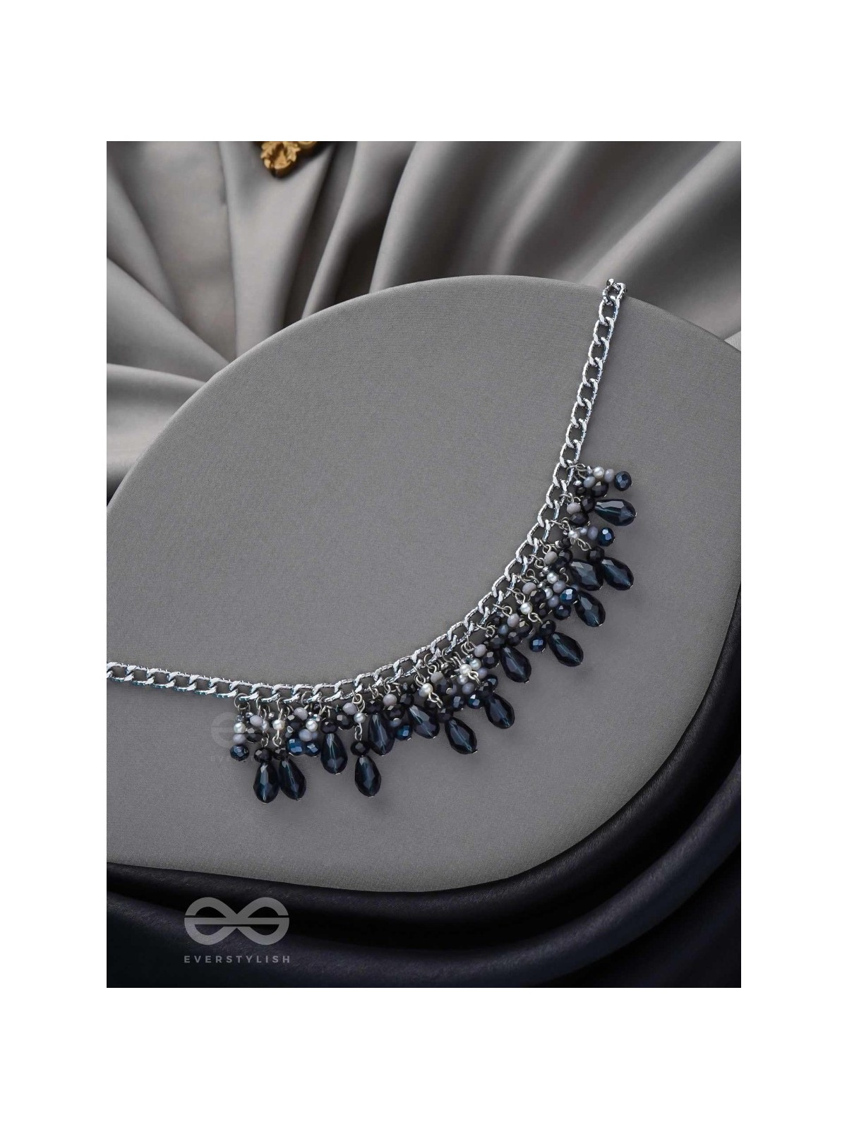 THE CHARMING NIGHTS- BLACK AND SILVER DROP NECKPIECE