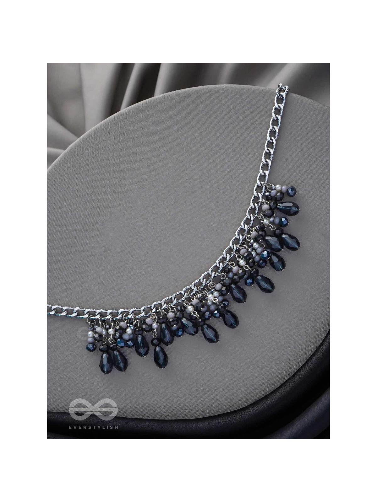 THE CHARMING NIGHTS- BLACK AND SILVER DROP NECKPIECE