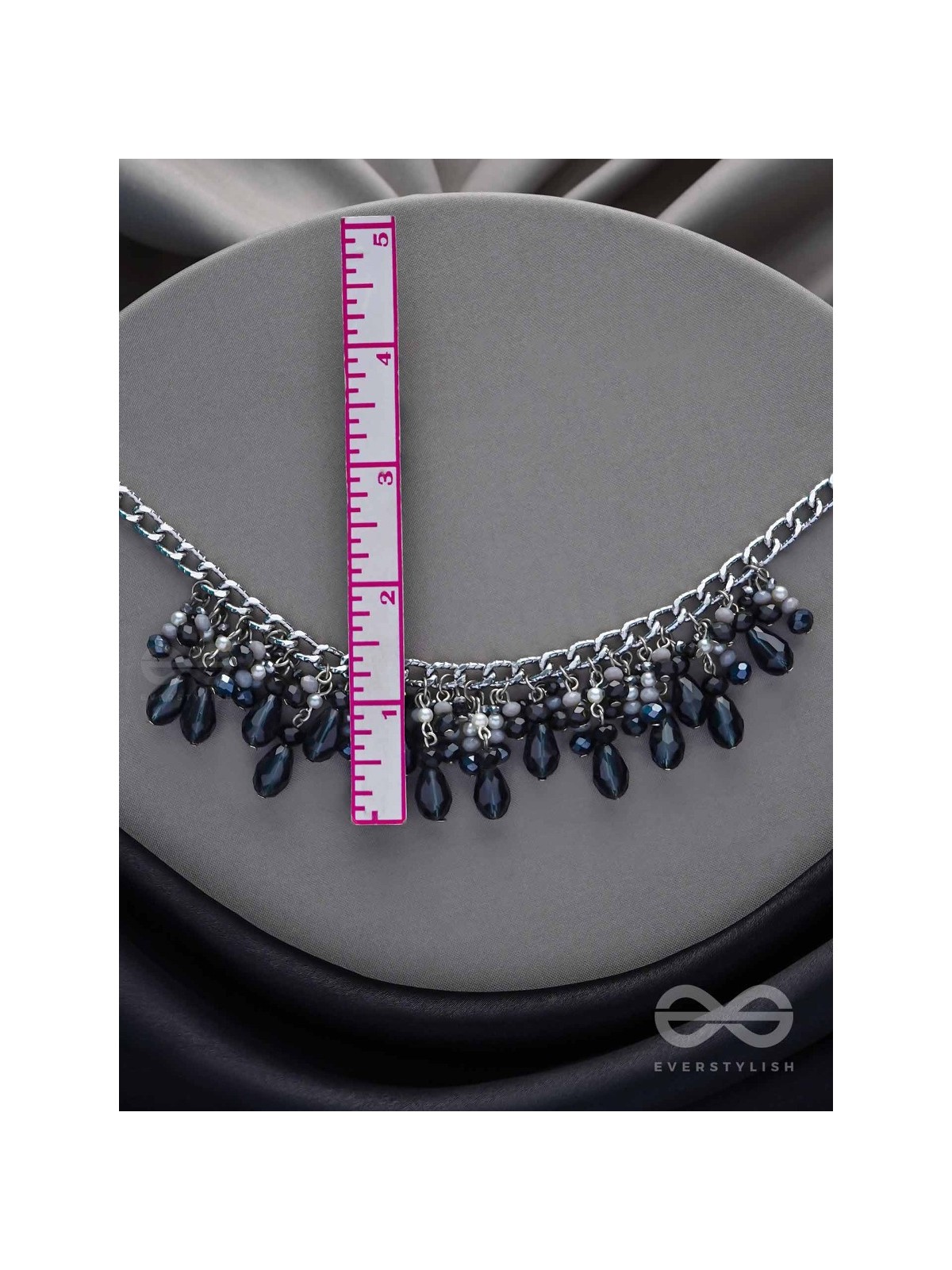 THE CHARMING NIGHTS- BLACK AND SILVER DROP NECKPIECE