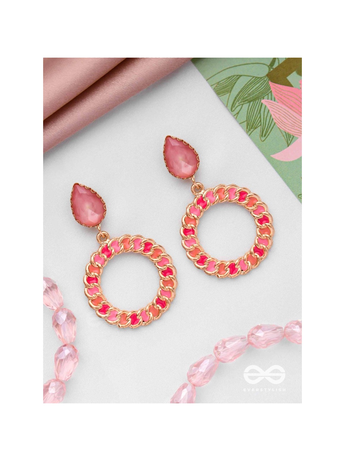 PINK OPULENCE - PEAR GEMSTONE DROP EARRINGS