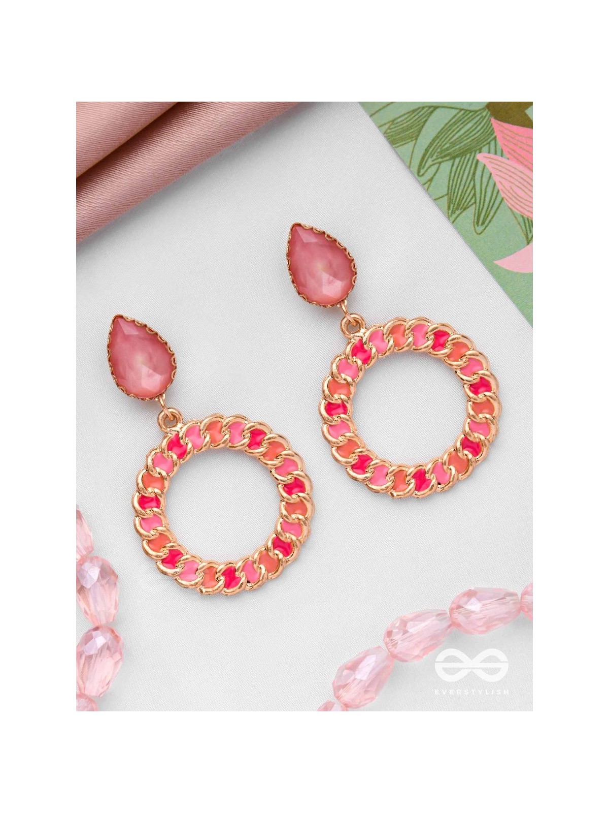 PINK OPULENCE - PEAR GEMSTONE DROP EARRINGS