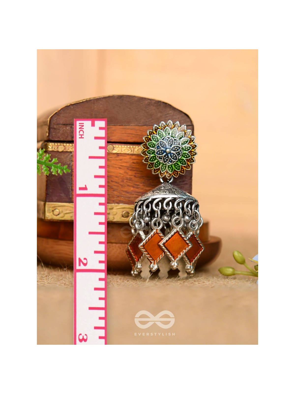 THE FLAMING FUSIONS- EMBELLISHED OXIDISED JHUMKI