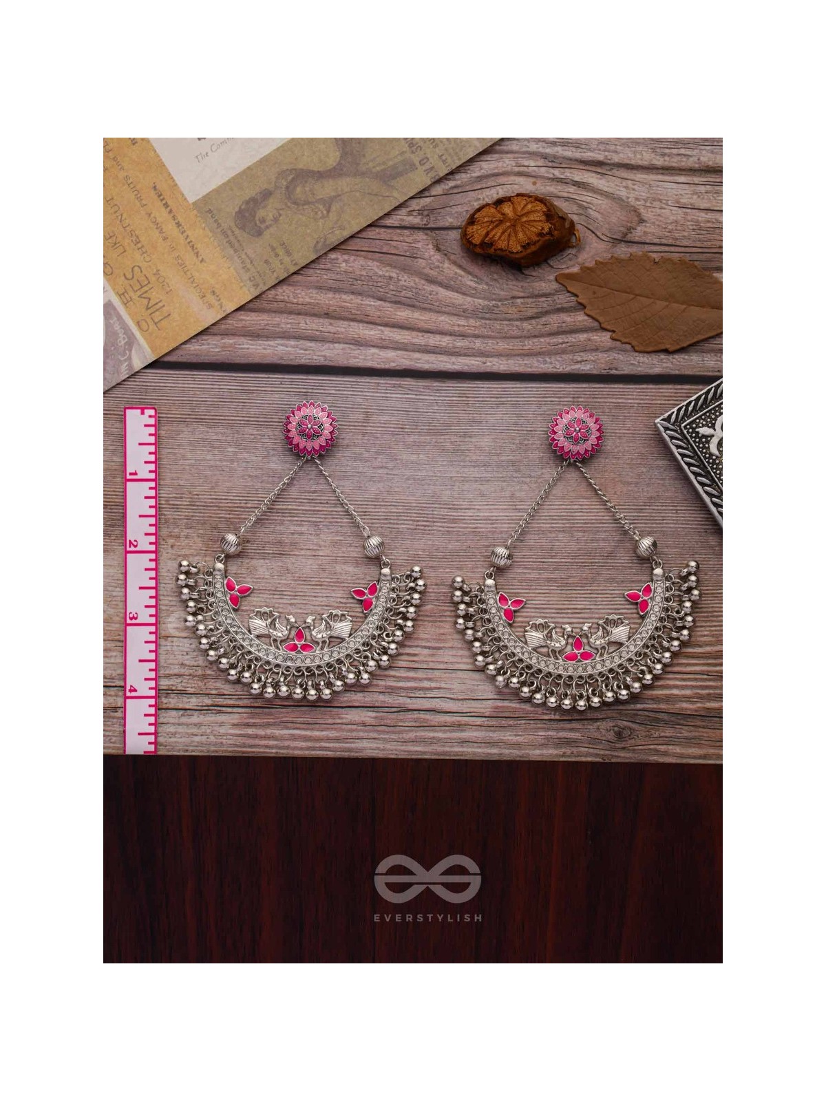 MYSTICAL PEACOCKS IN PINK - EMBELLISHED OXIDISED EARRINGS