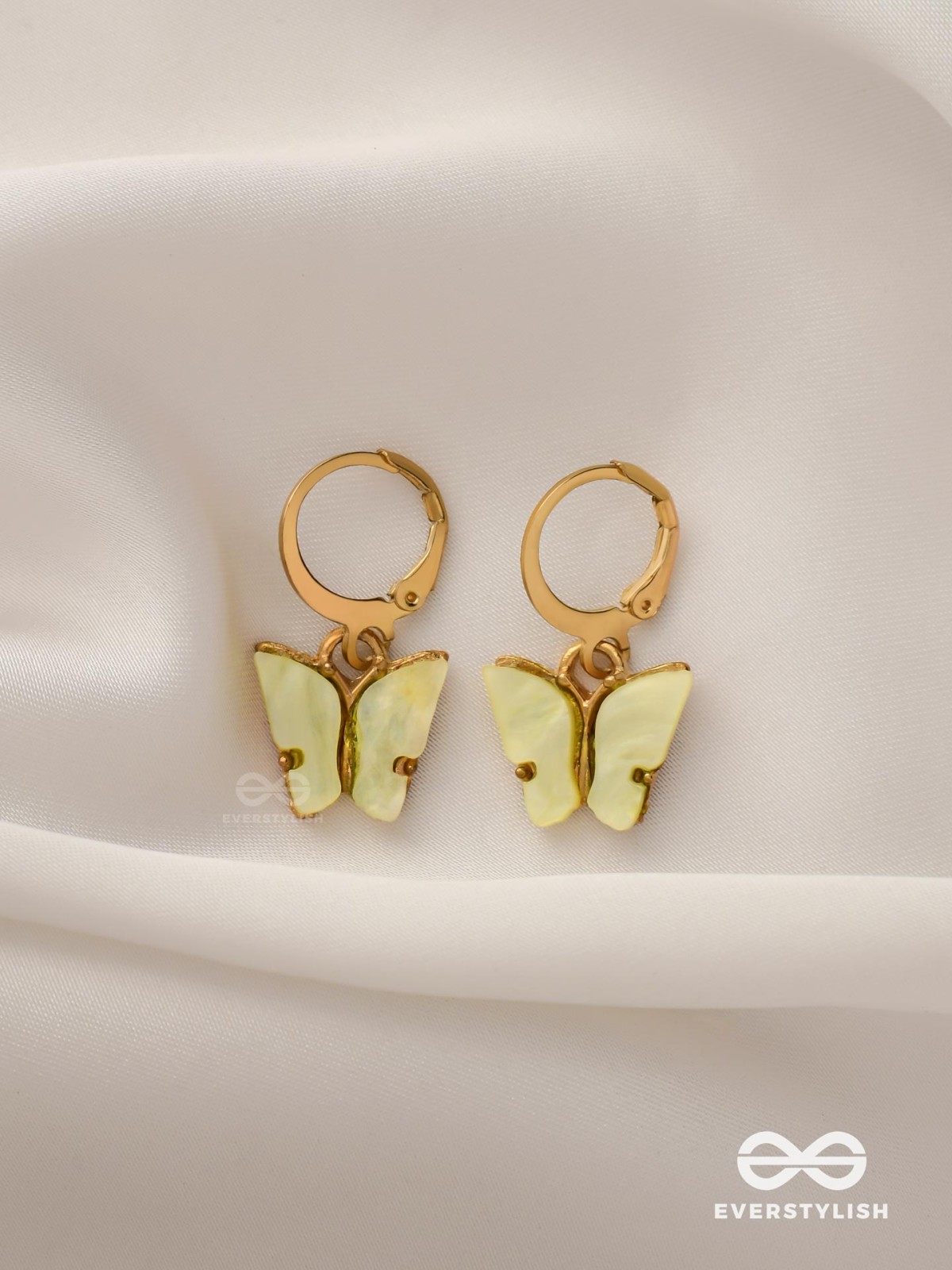 TAKE THE SKY LIKE A BUTTERFLY - CUTE GOLDEN DANGLER EARRINGS (LEMON YELLOW)