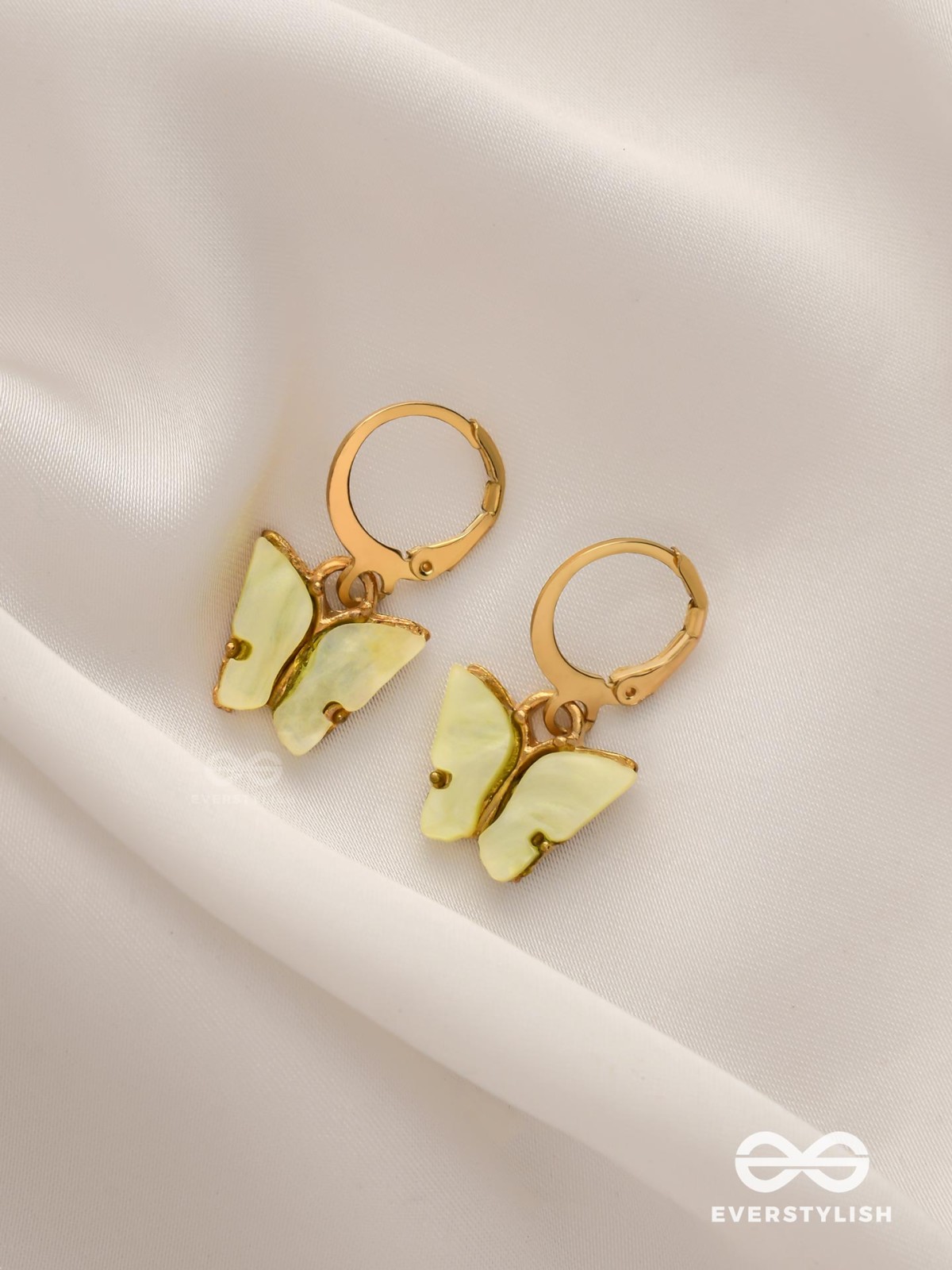 TAKE THE SKY LIKE A BUTTERFLY - CUTE GOLDEN DANGLER EARRINGS (LEMON YELLOW)