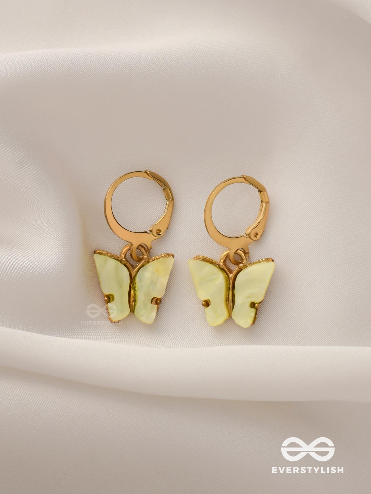 TAKE THE SKY LIKE A BUTTERFLY - CUTE GOLDEN DANGLER EARRINGS (LEMON YELLOW)