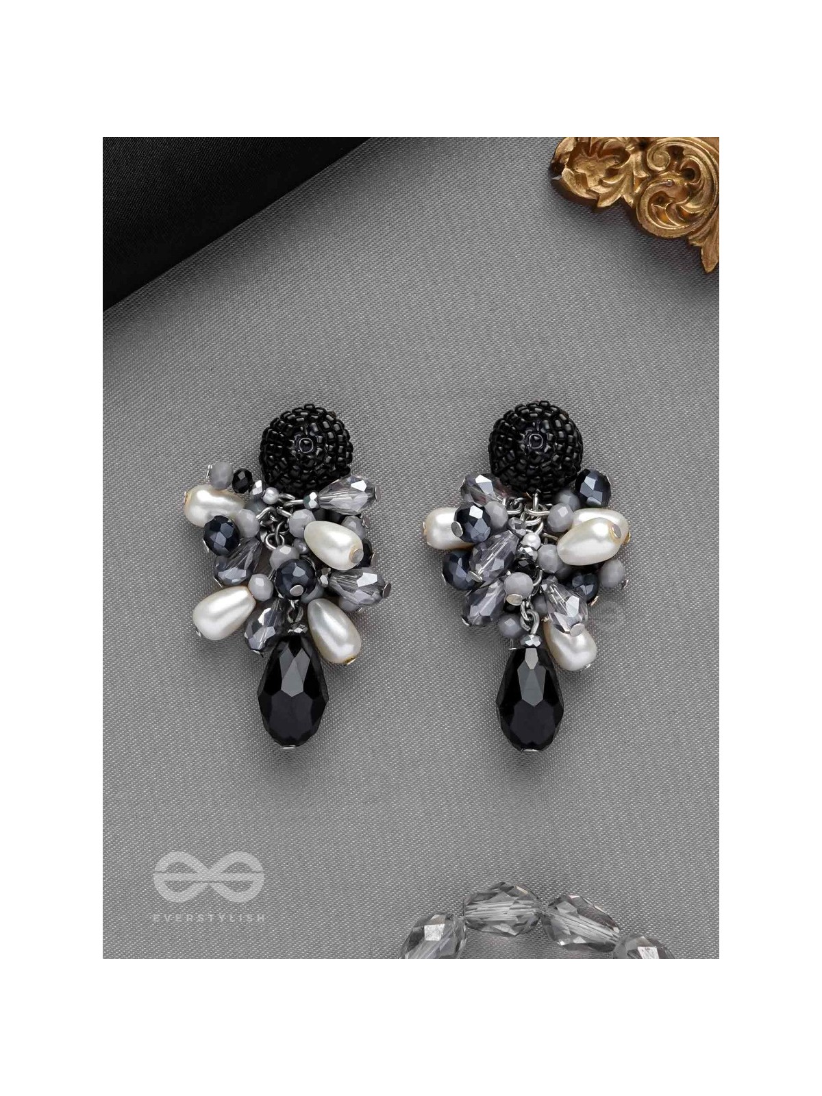 ESCAPING THE NIGHT- BLACK AND GRAY DROP EARRINGS